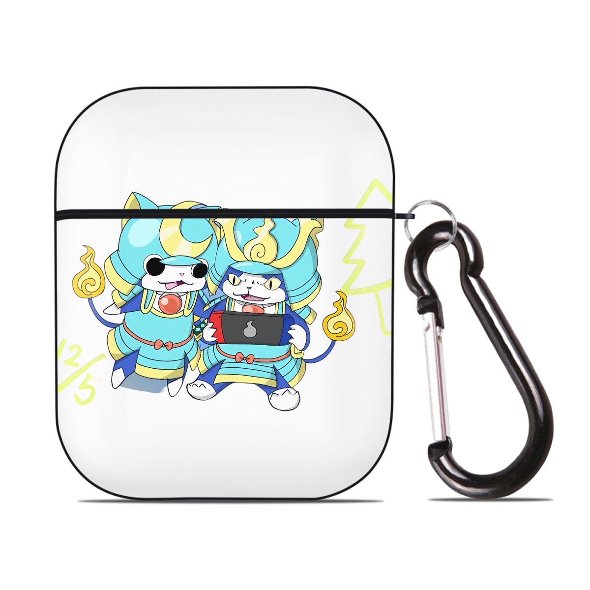 （画像用） 妖怪ウォッチ Yo-kai Watch AirPods 第2世代保護ケース ハードシェル ブラック 耐衝撃・防指紋・カラビナ付き