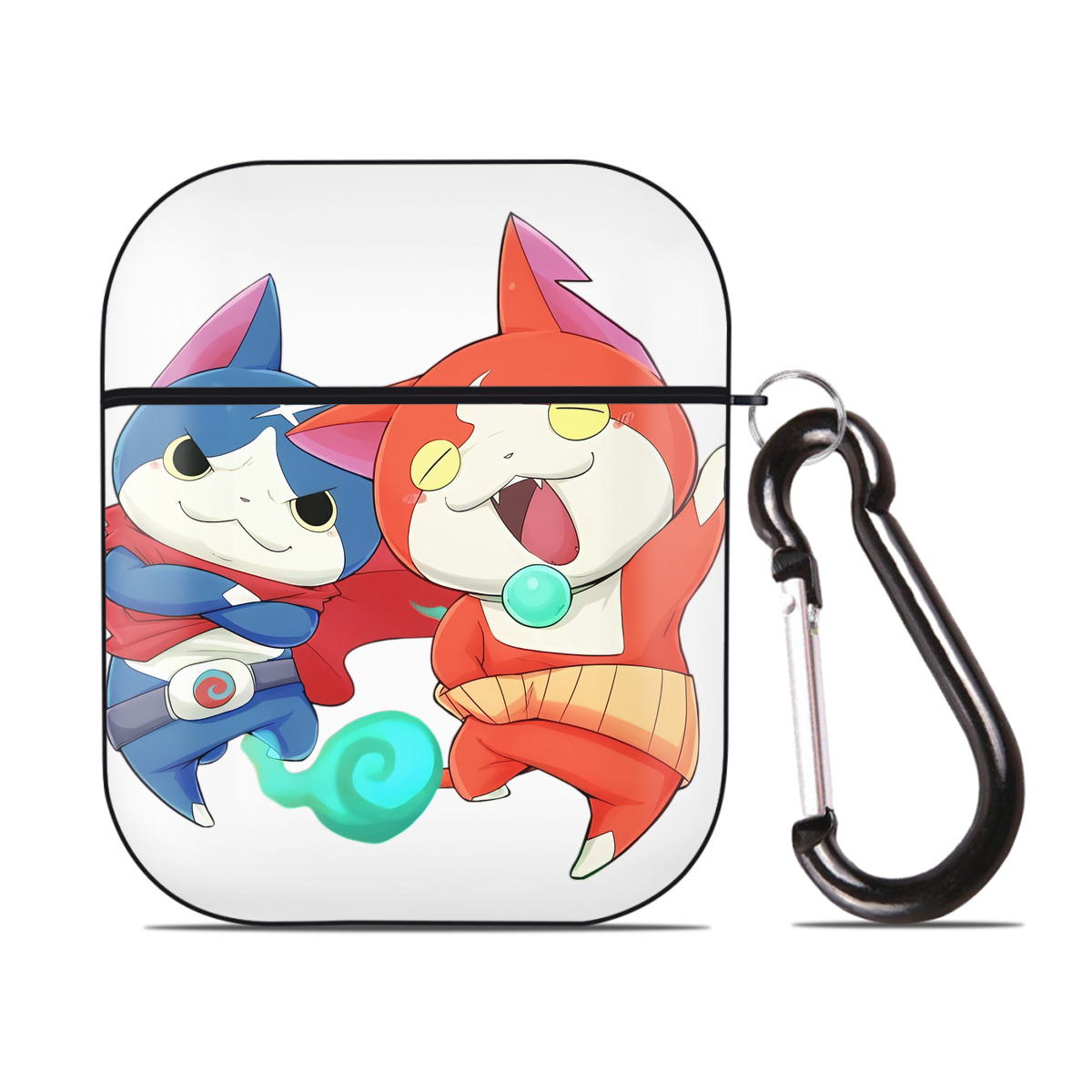 （画像用） 妖怪ウォッチ Yo-kai Watch AirPods 第2世代保護ケース ハードシェル ブラック 耐衝撃・防指紋・カラビナ付き