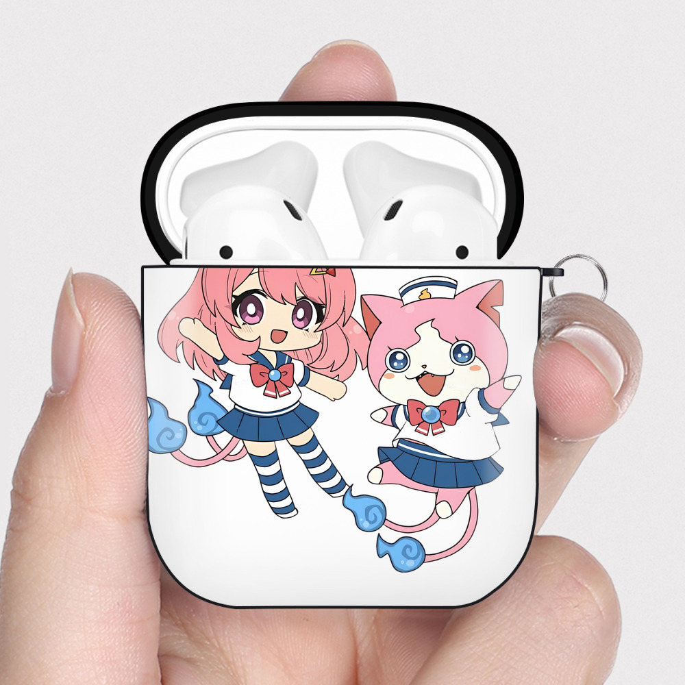 （画像用） 妖怪ウォッチ Yo-kai Watch AirPods 第2世代保護ケース ハードシェル ブラック 耐衝撃・防指紋・カラビナ付き