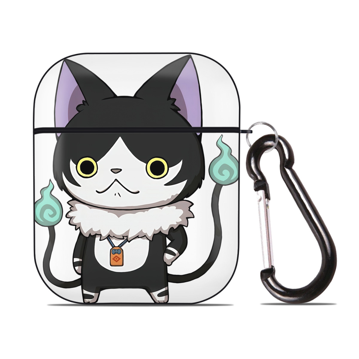 （画像用） 妖怪ウォッチ Yo-kai Watch AirPods 第2世代保護ケース ハードシェル ブラック 耐衝撃・防指紋・カラビナ付き
