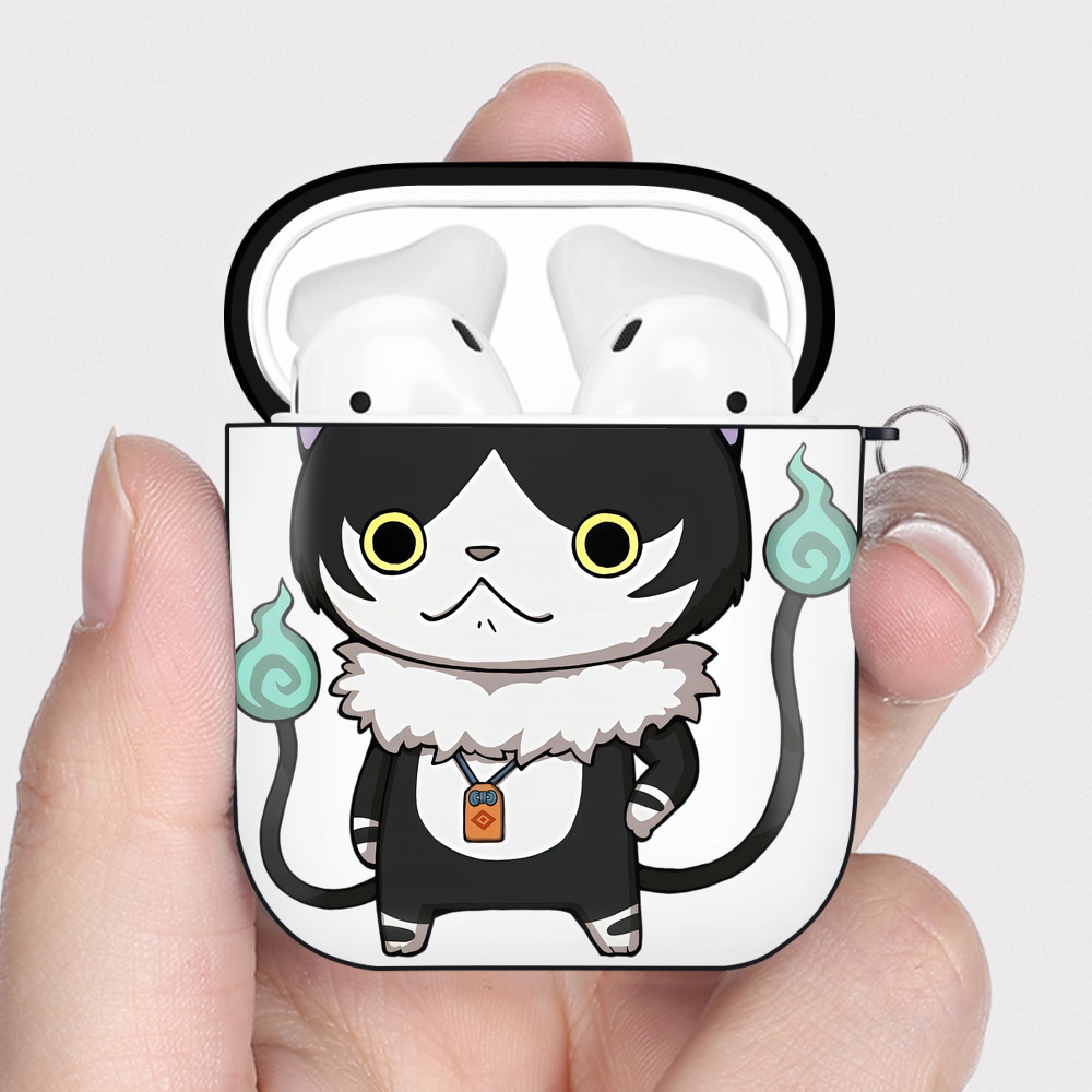 （画像用） 妖怪ウォッチ Yo-kai Watch AirPods 第2世代保護ケース ハードシェル ブラック 耐衝撃・防指紋・カラビナ付き