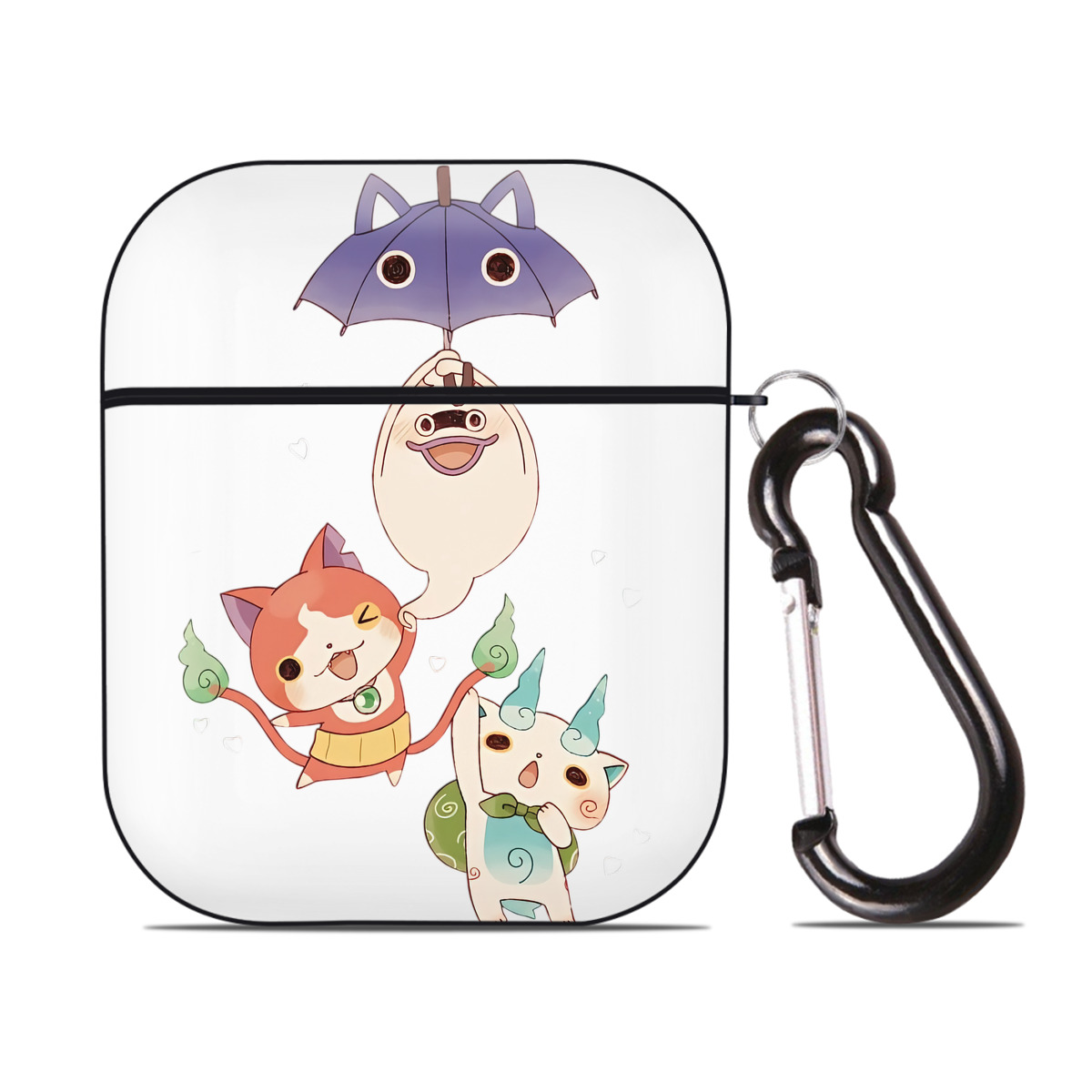 （画像用） 妖怪ウォッチ Yo-kai Watch AirPods 第2世代保護ケース ハードシェル ブラック 耐衝撃・防指紋・カラビナ付き
