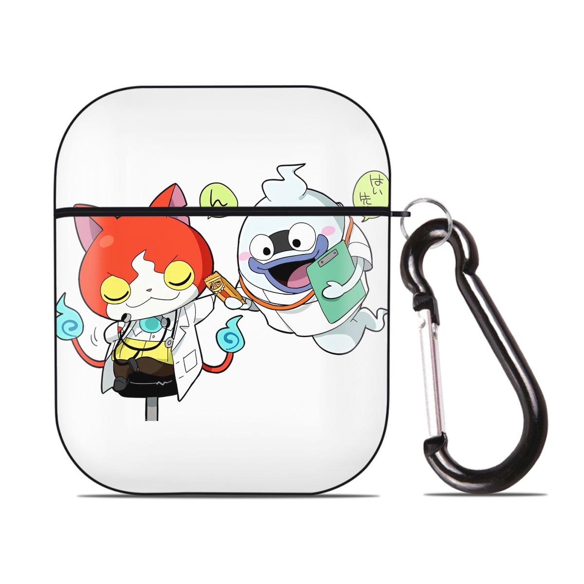 （画像用） 妖怪ウォッチ Yo-kai Watch AirPods 第2世代保護ケース ハードシェル ブラック 耐衝撃・防指紋・カラビナ付き