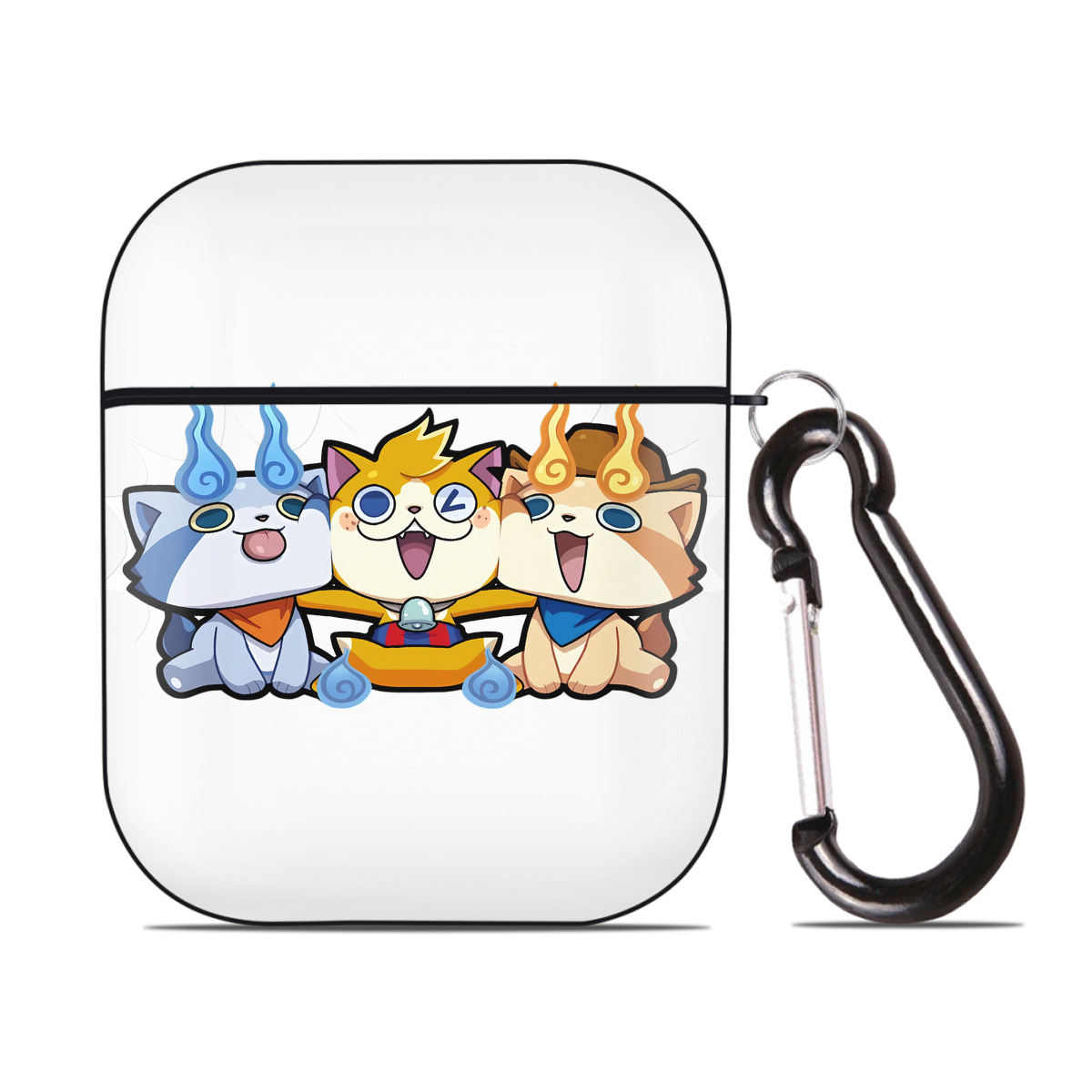 （画像用） 妖怪ウォッチ Yo-kai Watch AirPods 第2世代保護ケース ハードシェル ブラック 耐衝撃・防指紋・カラビナ付き