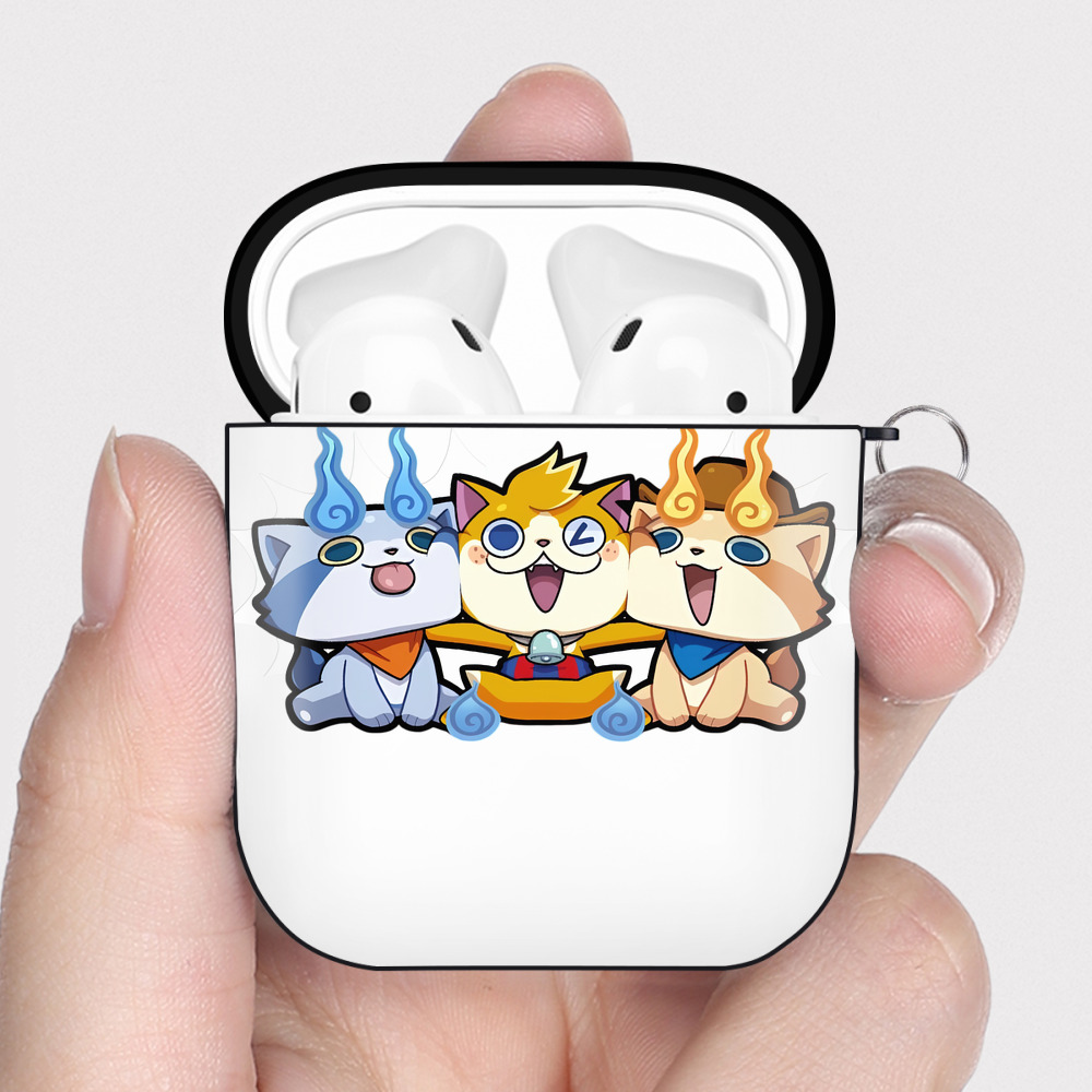 （画像用） 妖怪ウォッチ Yo-kai Watch AirPods 第2世代保護ケース ハードシェル ブラック 耐衝撃・防指紋・カラビナ付き