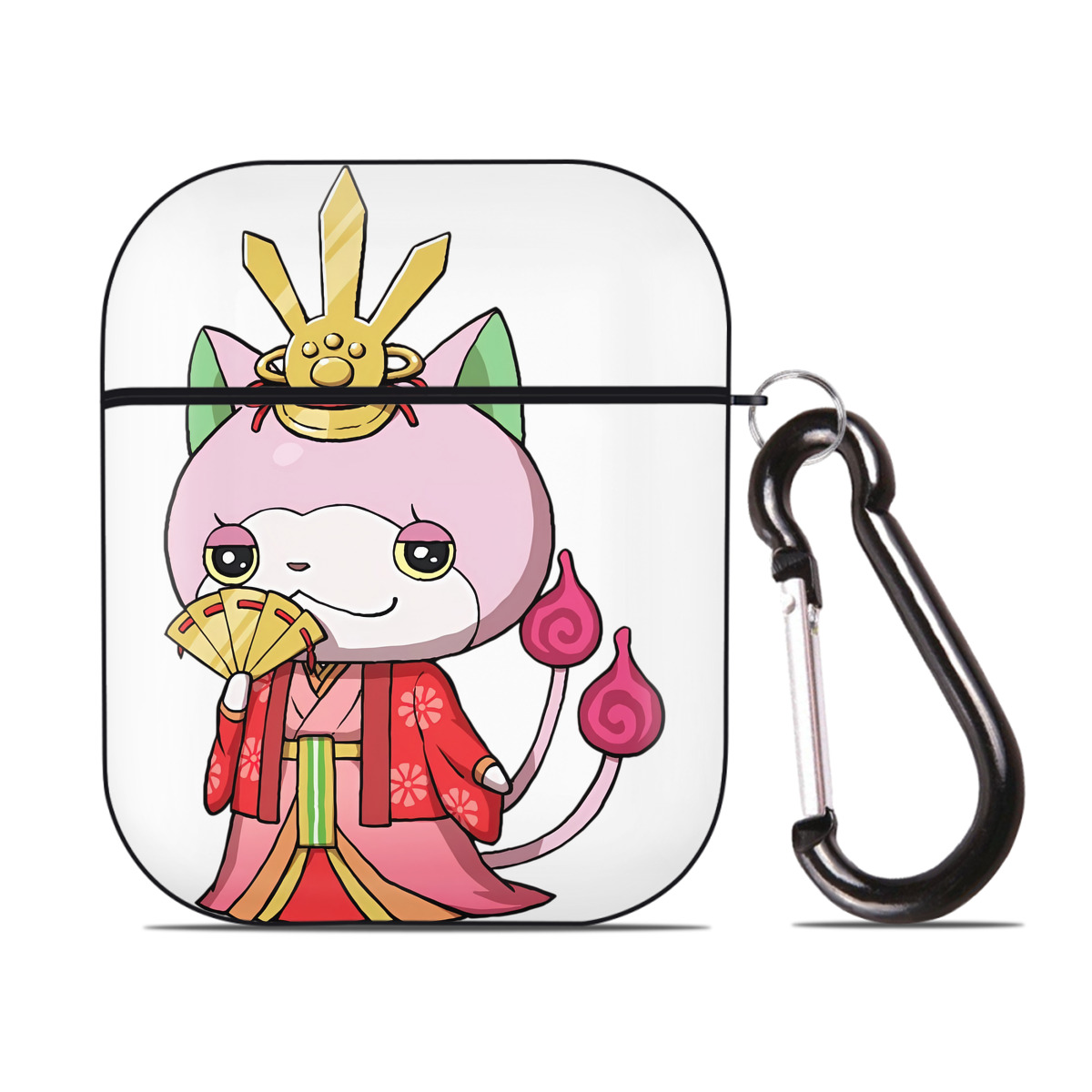 （画像用） 妖怪ウォッチ Yo-kai Watch AirPods 第2世代保護ケース ハードシェル ブラック 耐衝撃・防指紋・カラビナ付き