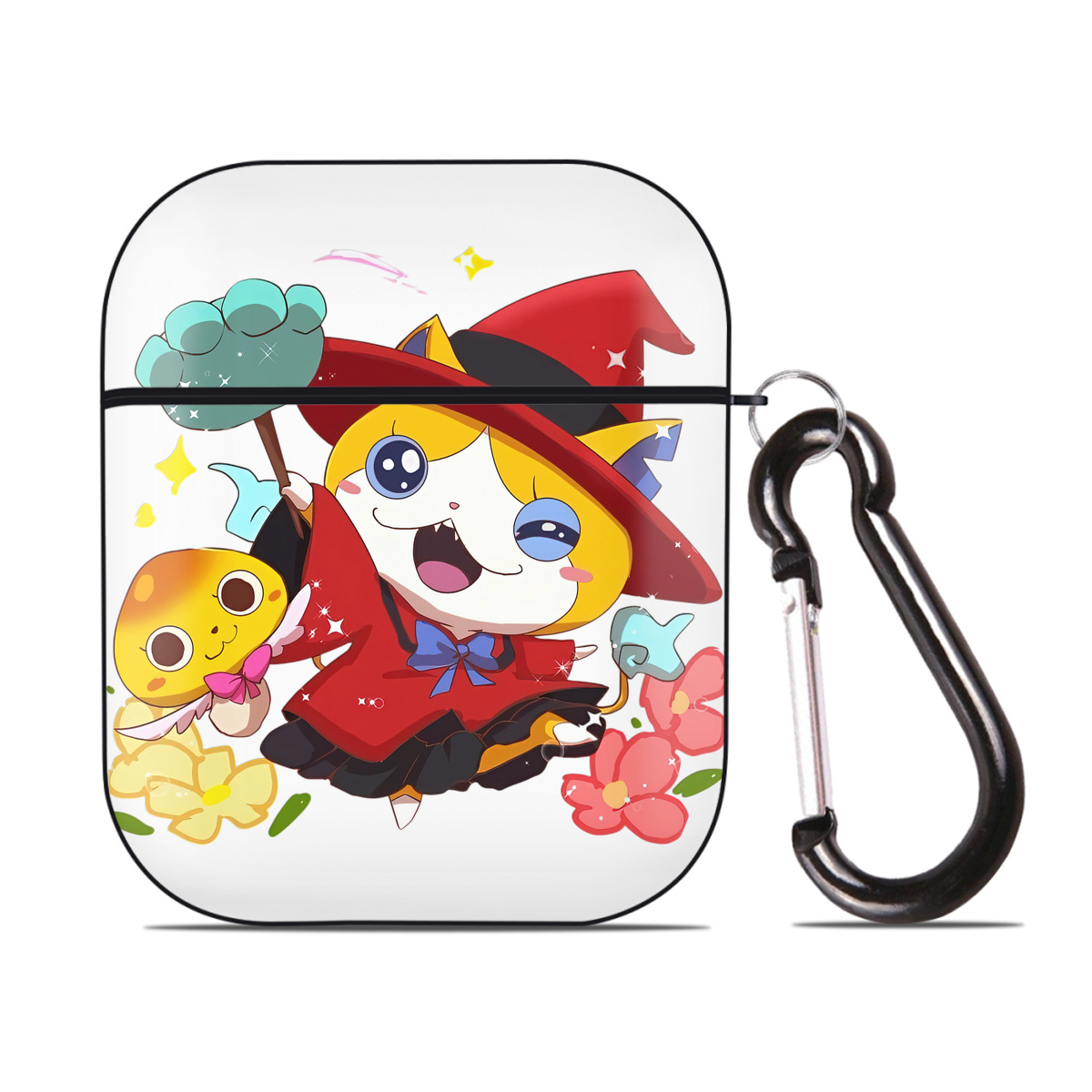 （画像用） 妖怪ウォッチ Yo-kai Watch AirPods 第2世代保護ケース ハードシェル ブラック 耐衝撃・防指紋・カラビナ付き