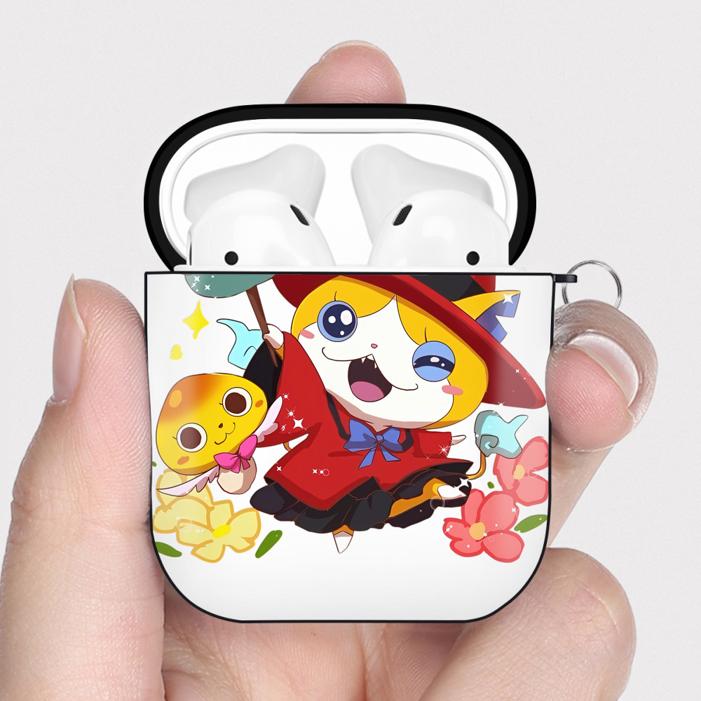 （画像用） 妖怪ウォッチ Yo-kai Watch AirPods 第2世代保護ケース ハードシェル ブラック 耐衝撃・防指紋・カラビナ付き
