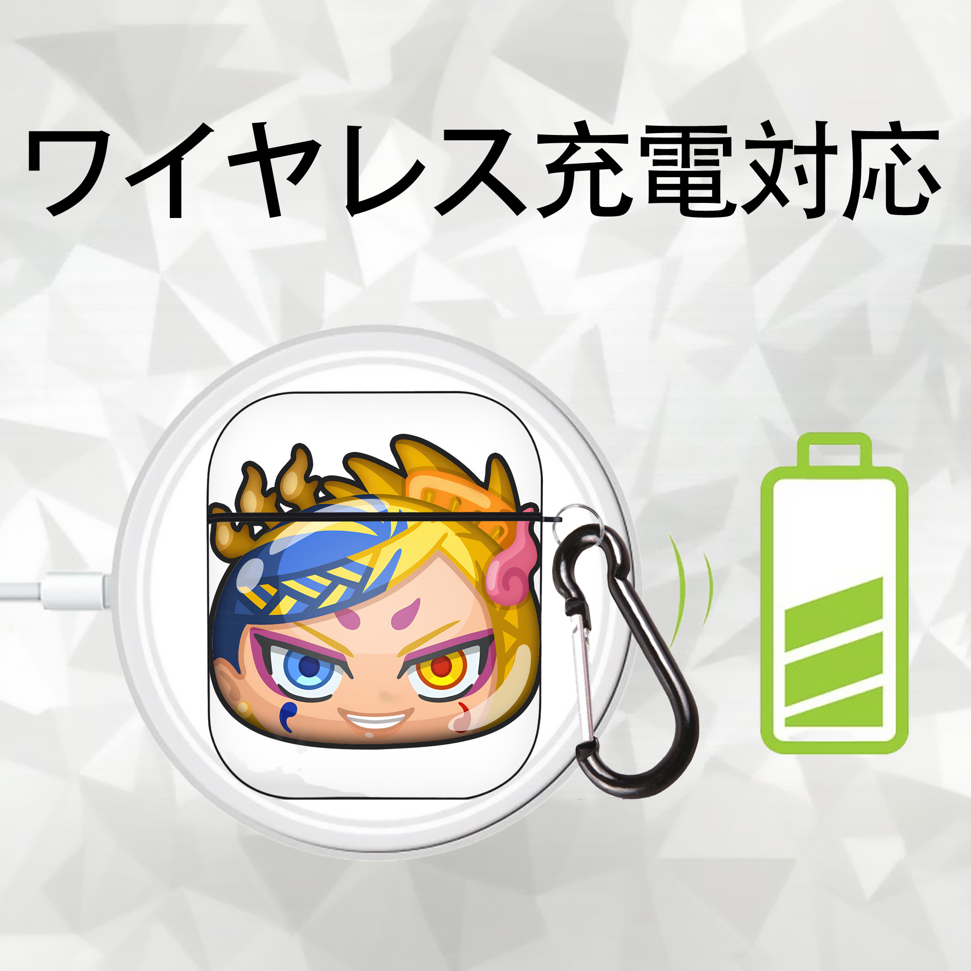 妖怪ウォッチ Yo-kai Watch AirPods 第2世代保護ケース ハードシェル ブラック 耐衝撃・防指紋・カラビナ付き