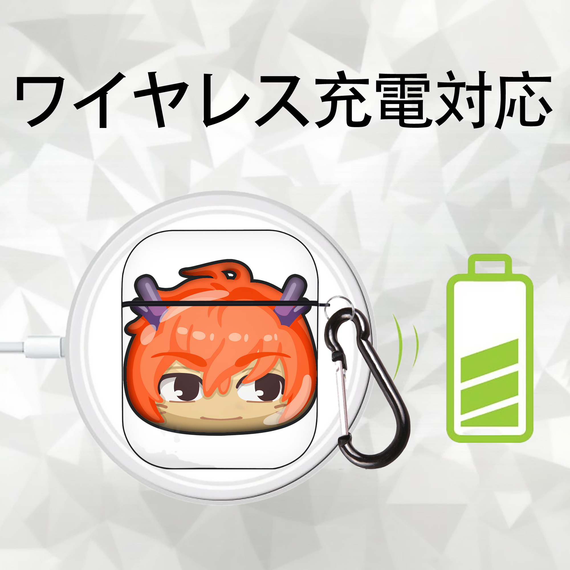 妖怪ウォッチ Yo-kai Watch AirPods 第2世代保護ケース ハードシェル ブラック 耐衝撃・防指紋・カラビナ付き