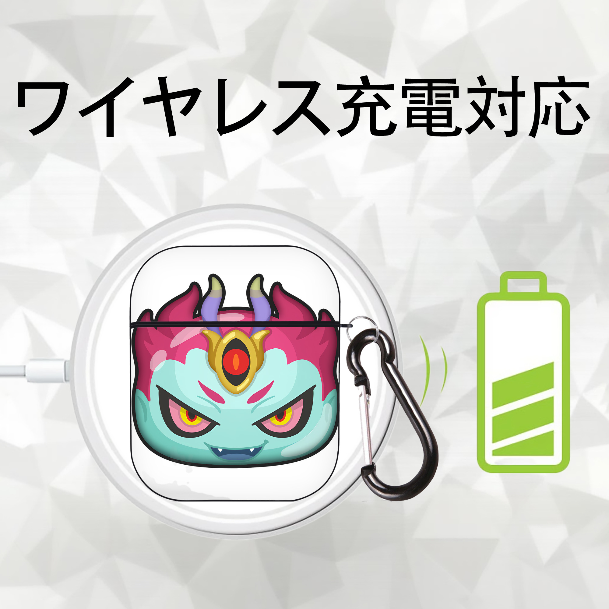 妖怪ウォッチ Yo-kai Watch AirPods 第2世代保護ケース ハードシェル ブラック 耐衝撃・防指紋・カラビナ付き
