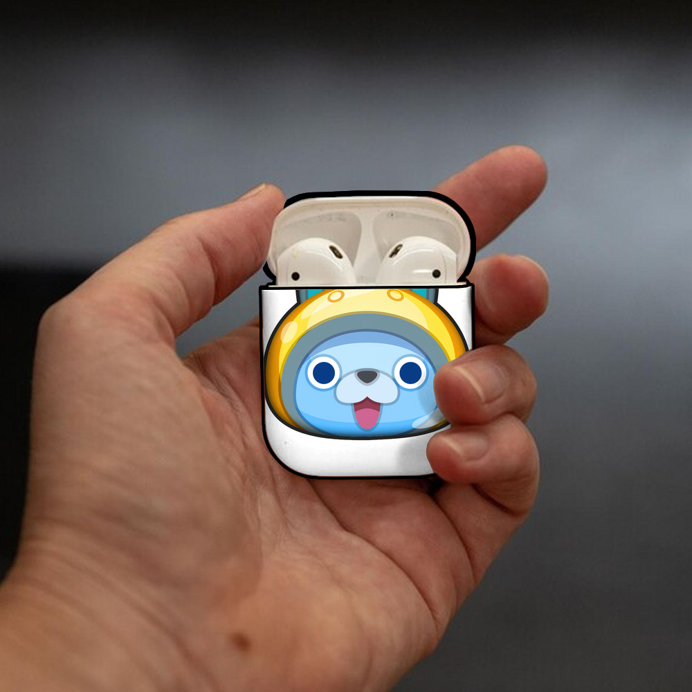 妖怪ウォッチ Yo-kai Watch AirPods 第2世代保護ケース ハードシェル ブラック 耐衝撃・防指紋・カラビナ付き