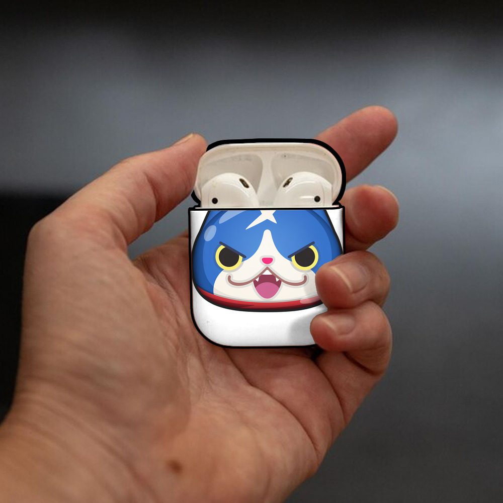 妖怪ウォッチ Yo-kai Watch AirPods 第2世代保護ケース ハードシェル ブラック 耐衝撃・防指紋・カラビナ付き