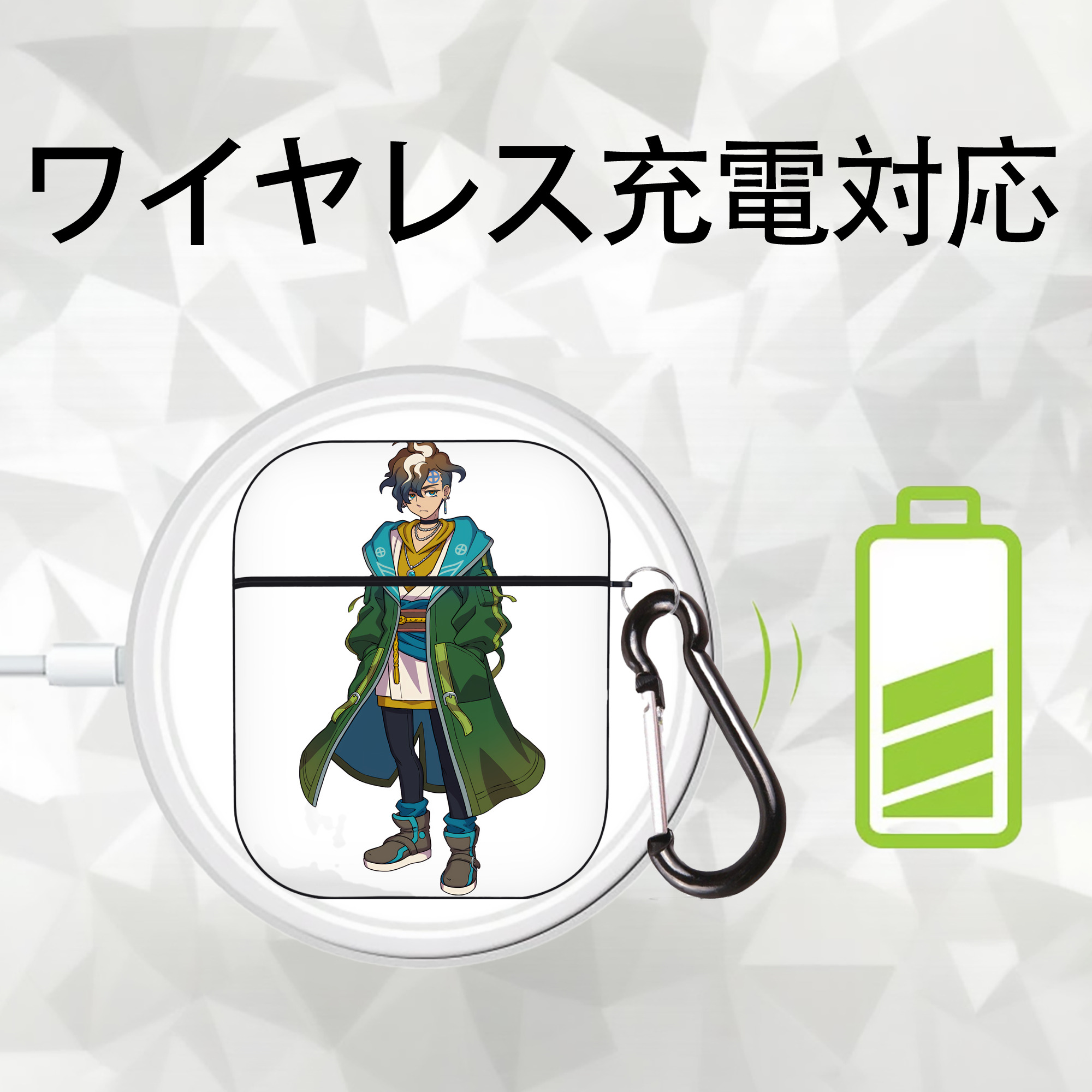 妖怪ウォッチ Yo-kai Watch AirPods 第2世代保護ケース ハードシェル ブラック 耐衝撃・防指紋・カラビナ付き