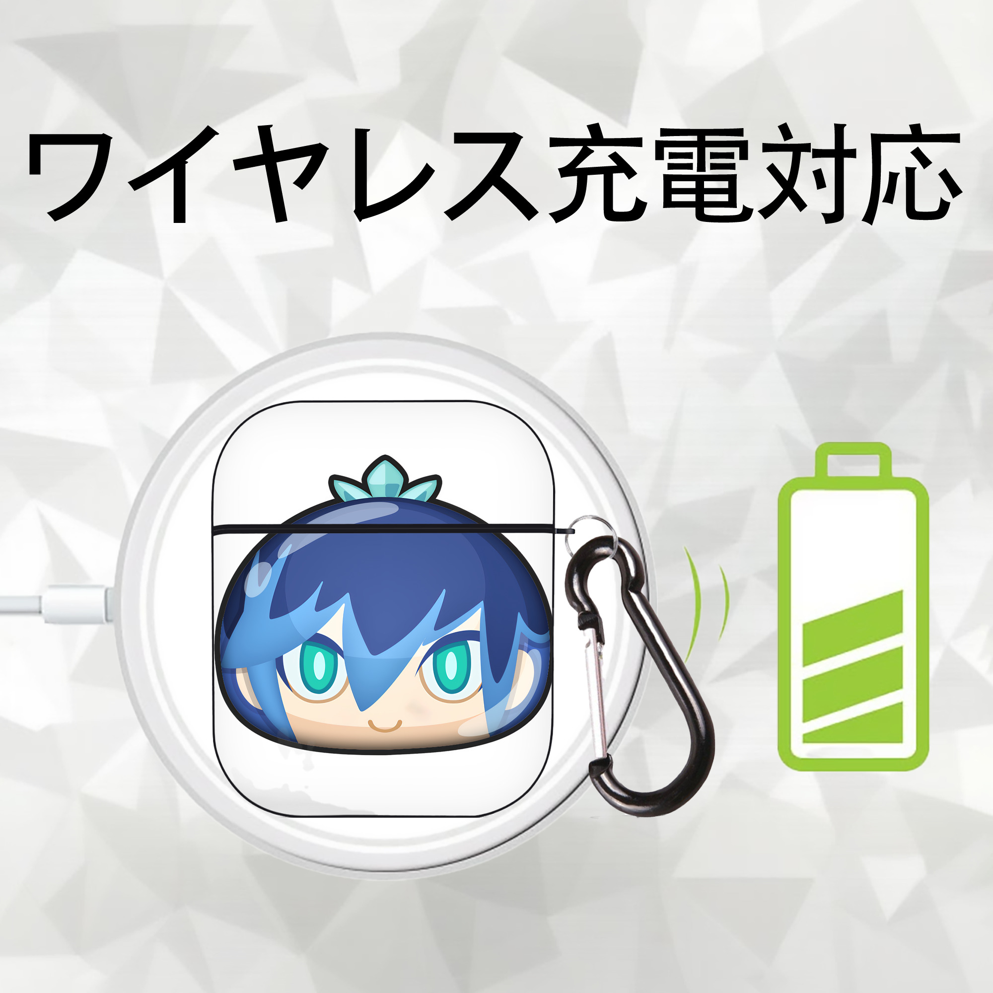 妖怪ウォッチ Yo-kai Watch AirPods 第2世代保護ケース ハードシェル ブラック 耐衝撃・防指紋・カラビナ付き