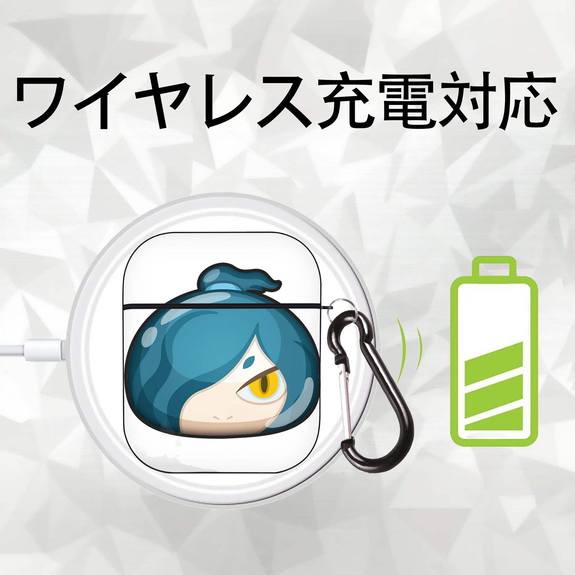 妖怪ウォッチ Yo-kai Watch AirPods 第2世代保護ケース ハードシェル ブラック 耐衝撃・防指紋・カラビナ付き