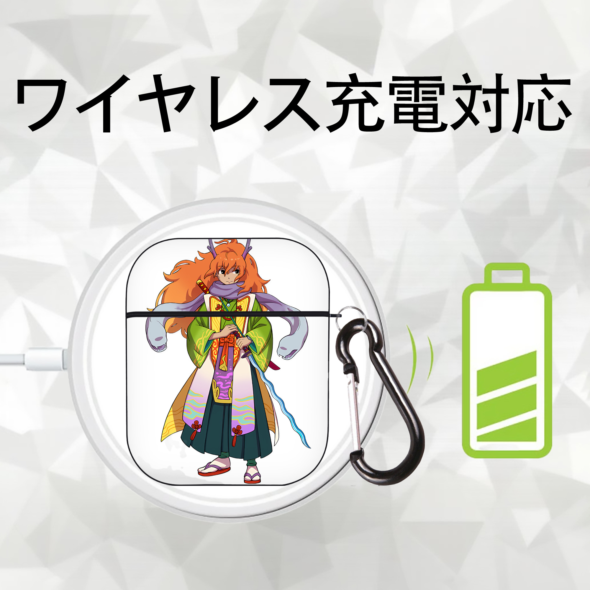 妖怪ウォッチ Yo-kai Watch AirPods 第2世代保護ケース ハードシェル ブラック 耐衝撃・防指紋・カラビナ付き