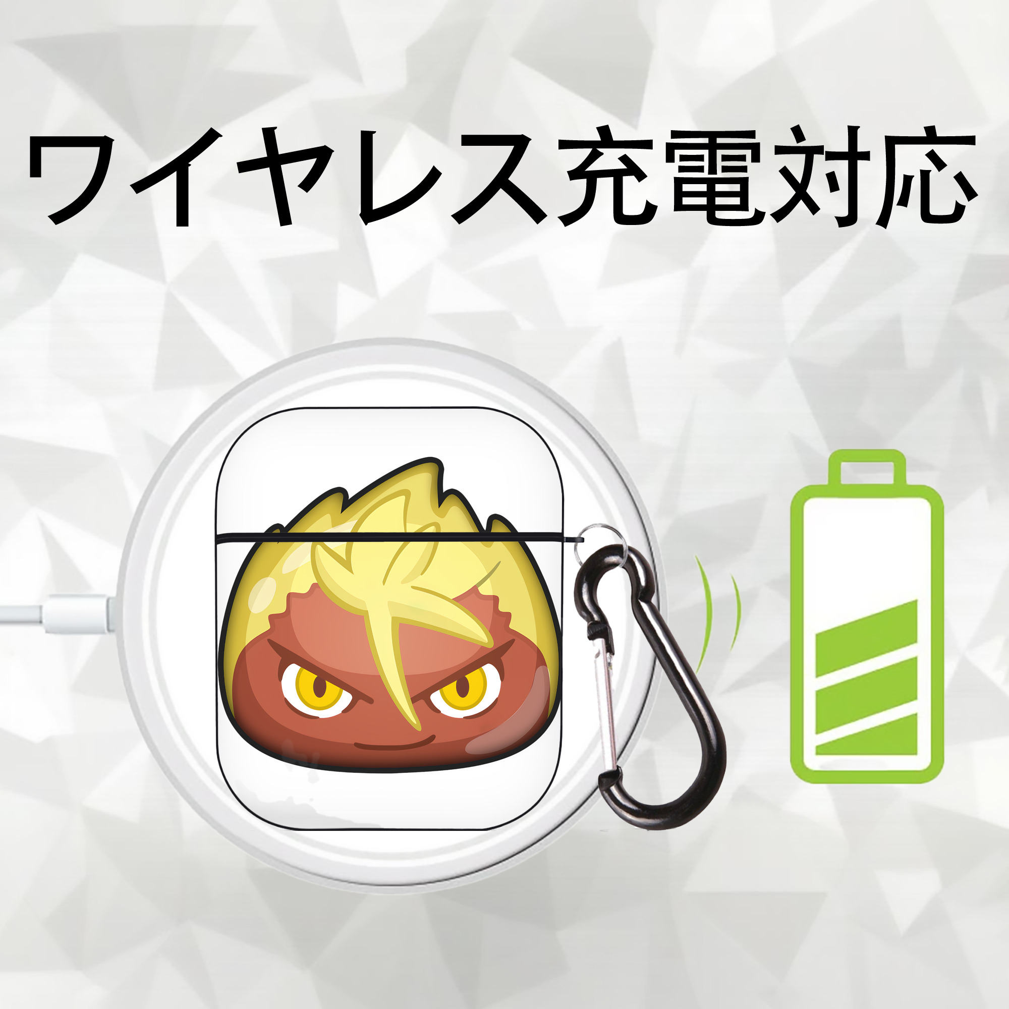 妖怪ウォッチ Yo-kai Watch AirPods 第2世代保護ケース ハードシェル ブラック 耐衝撃・防指紋・カラビナ付き