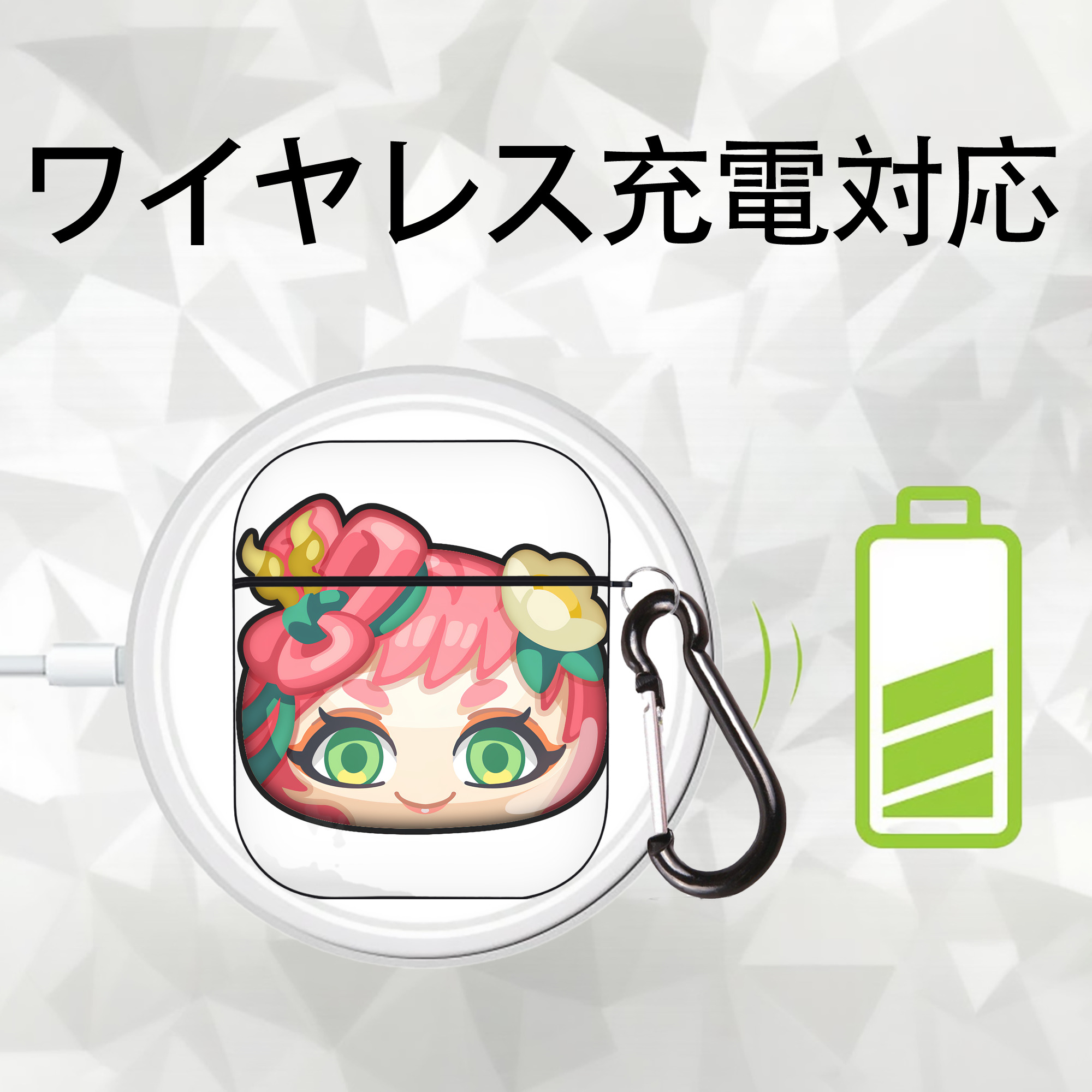 妖怪ウォッチ Yo-kai Watch AirPods 第2世代保護ケース ハードシェル ブラック 耐衝撃・防指紋・カラビナ付き