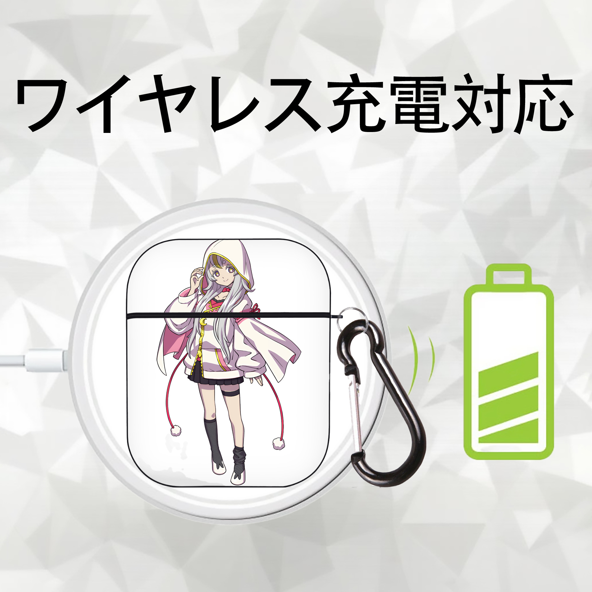 妖怪ウォッチ Yo-kai Watch AirPods 第2世代保護ケース ハードシェル ブラック 耐衝撃・防指紋・カラビナ付き
