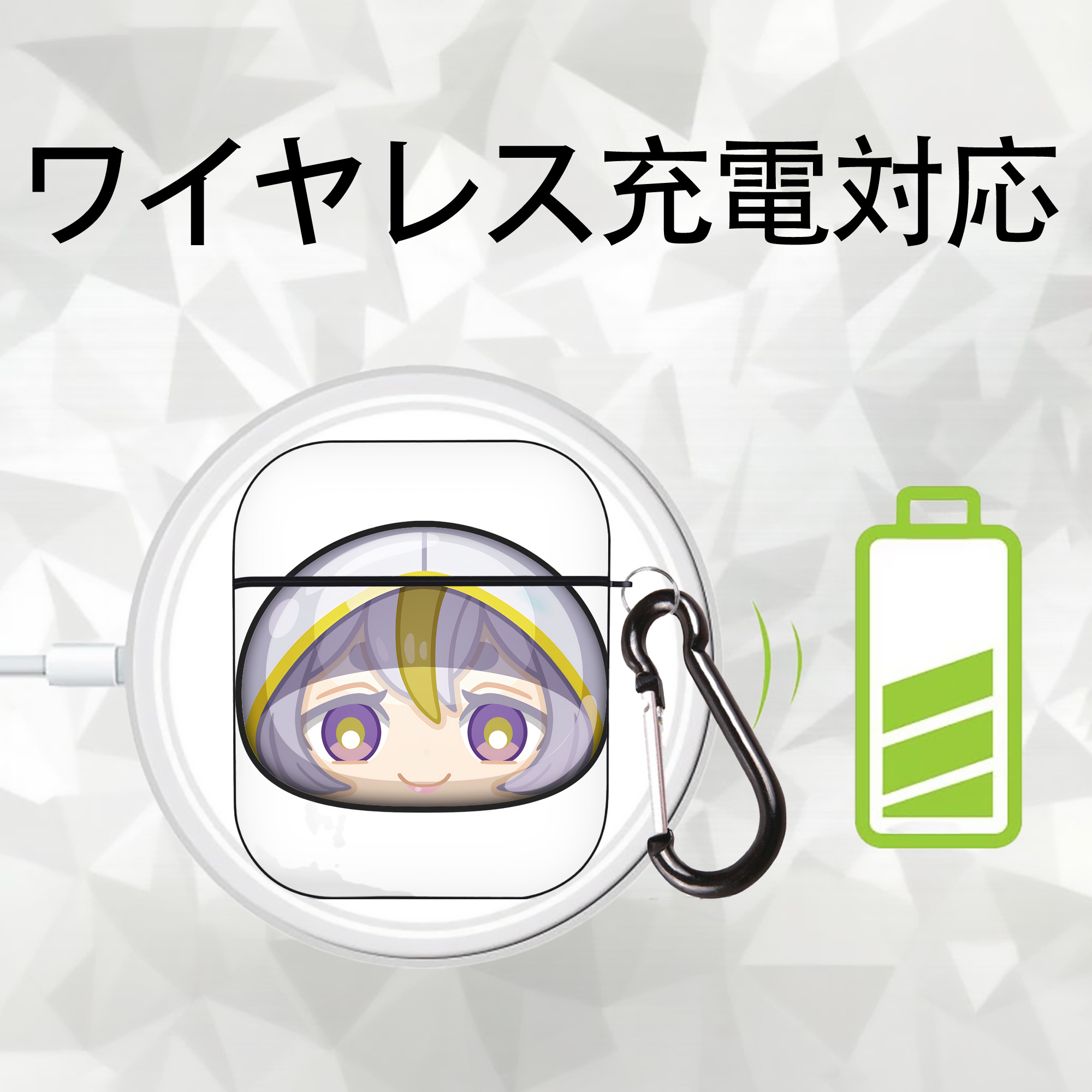 妖怪ウォッチ Yo-kai Watch AirPods 第2世代保護ケース ハードシェル ブラック 耐衝撃・防指紋・カラビナ付き