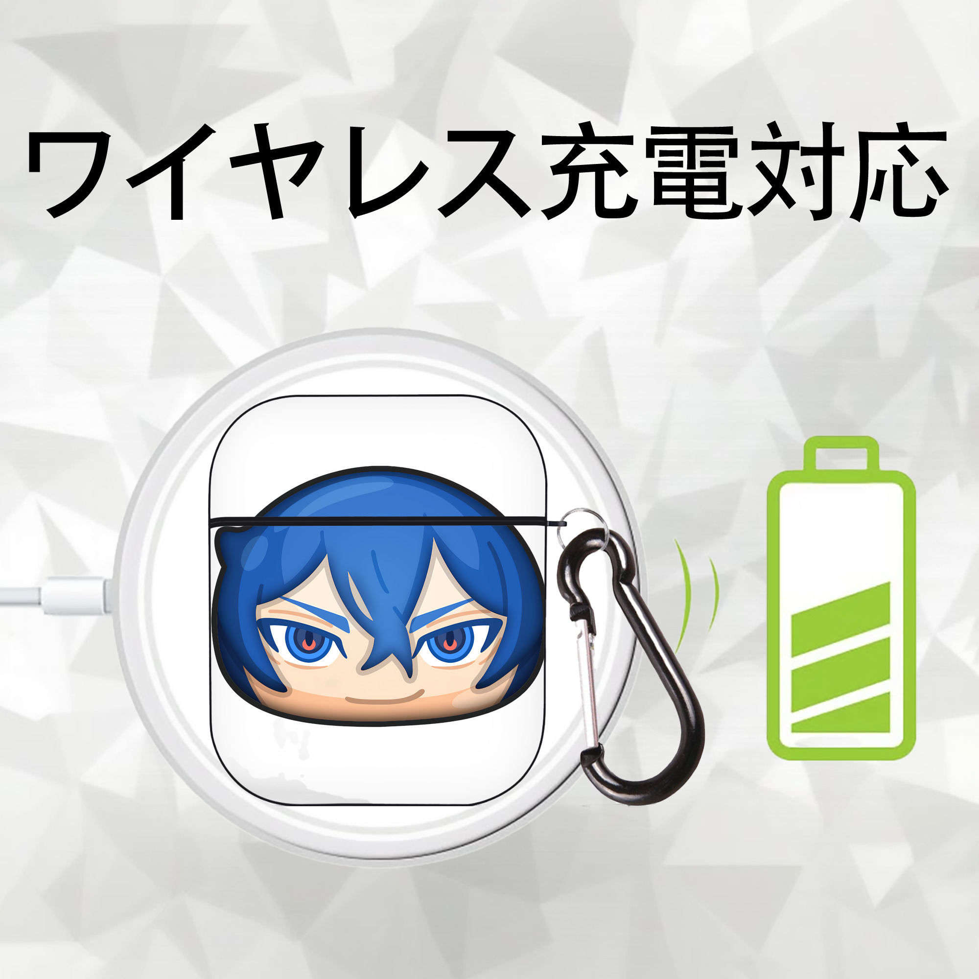妖怪ウォッチ Yo-kai Watch AirPods 第2世代保護ケース ハードシェル ブラック 耐衝撃・防指紋・カラビナ付き