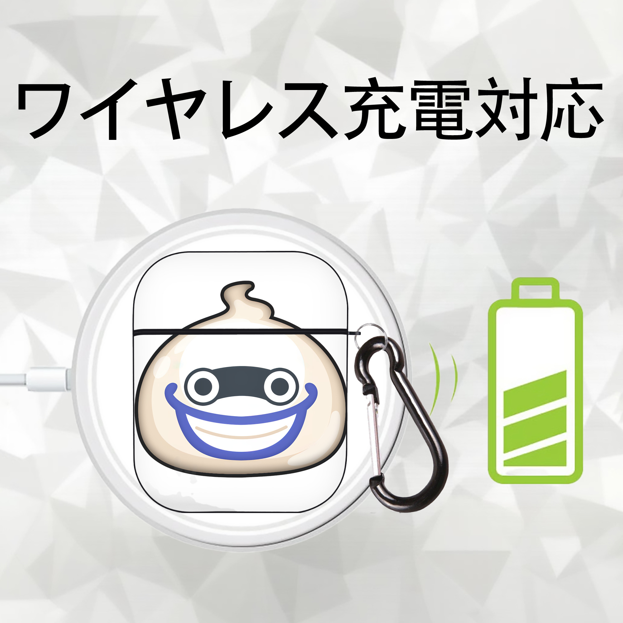 妖怪ウォッチ Yo-kai Watch AirPods 第2世代保護ケース ハードシェル ブラック 耐衝撃・防指紋・カラビナ付き