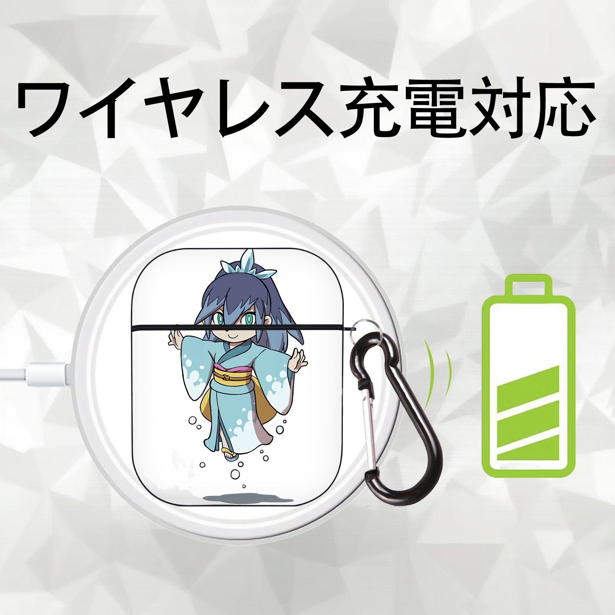 妖怪ウォッチ Yo-kai Watch AirPods 第2世代保護ケース ハードシェル ブラック 耐衝撃・防指紋・カラビナ付き