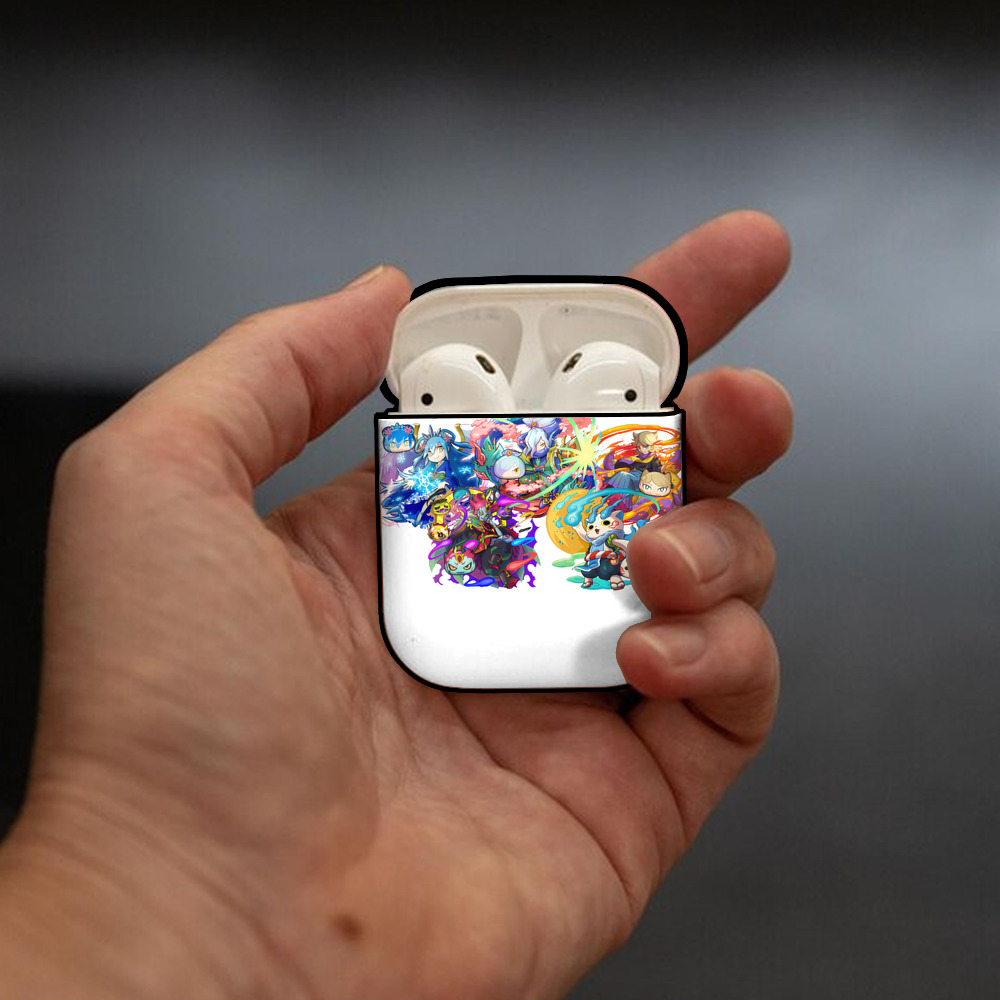 妖怪ウォッチ Yo-kai Watch AirPods 第2世代保護ケース ハードシェル ブラック 耐衝撃・防指紋・カラビナ付き