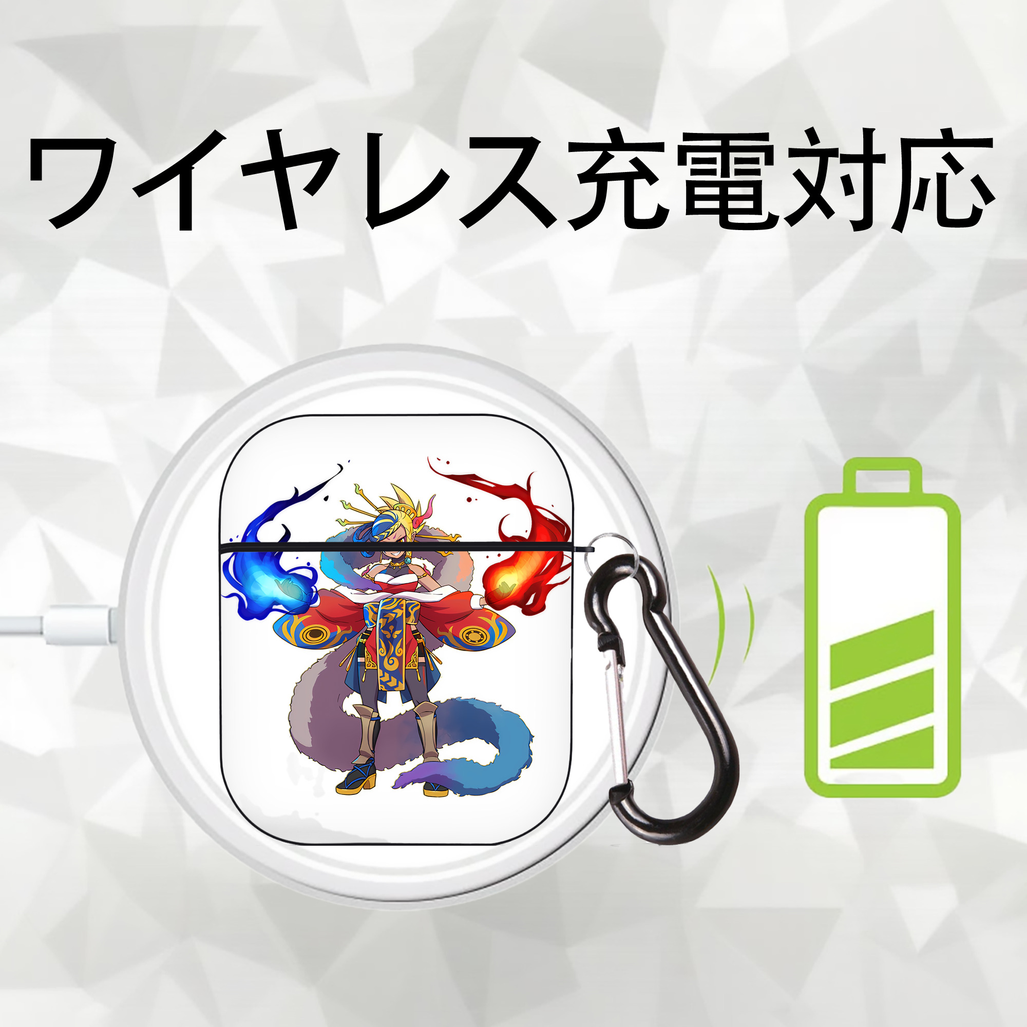 妖怪ウォッチ Yo-kai Watch AirPods 第2世代保護ケース ハードシェル ブラック 耐衝撃・防指紋・カラビナ付き