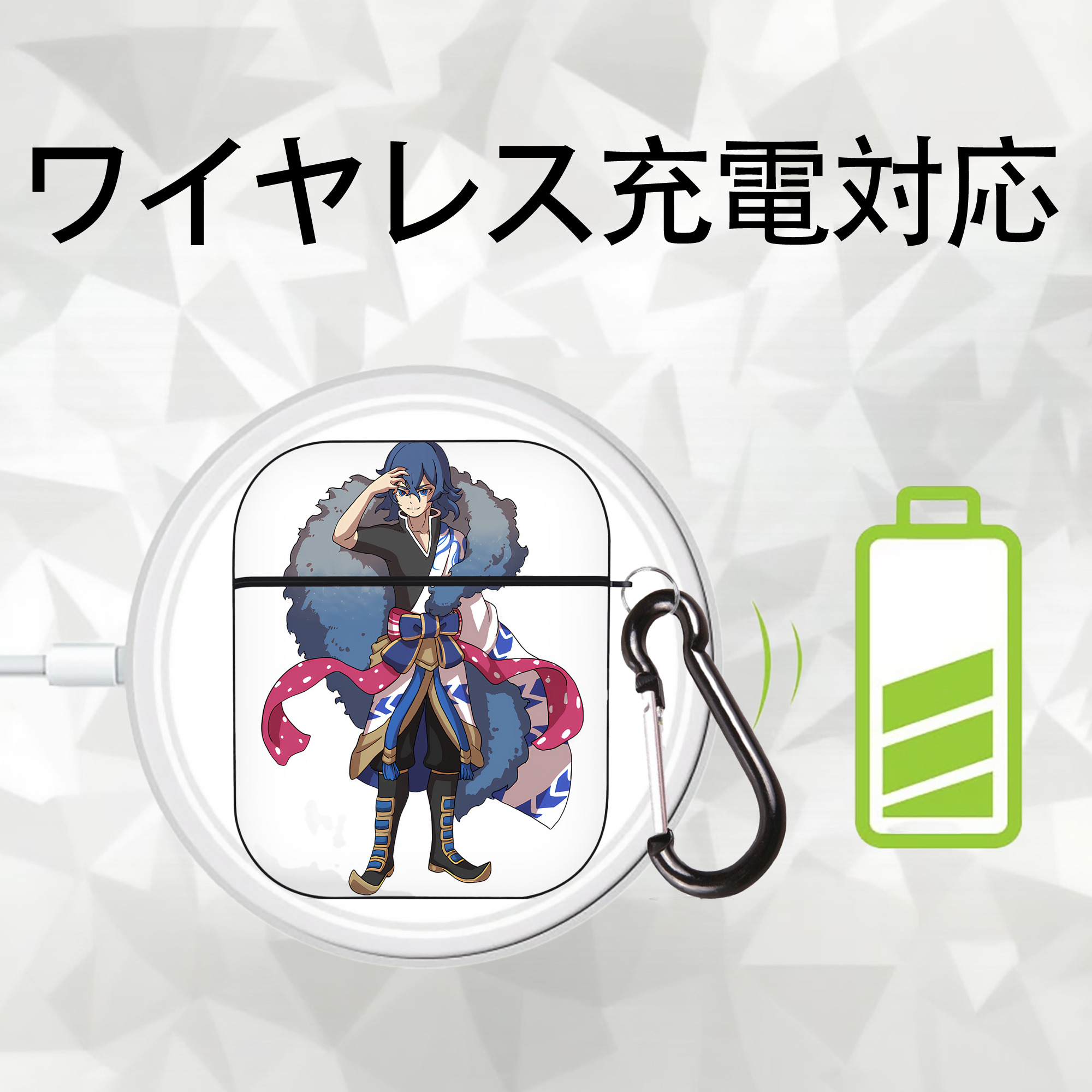 妖怪ウォッチ Yo-kai Watch AirPods 第2世代保護ケース ハードシェル ブラック 耐衝撃・防指紋・カラビナ付き