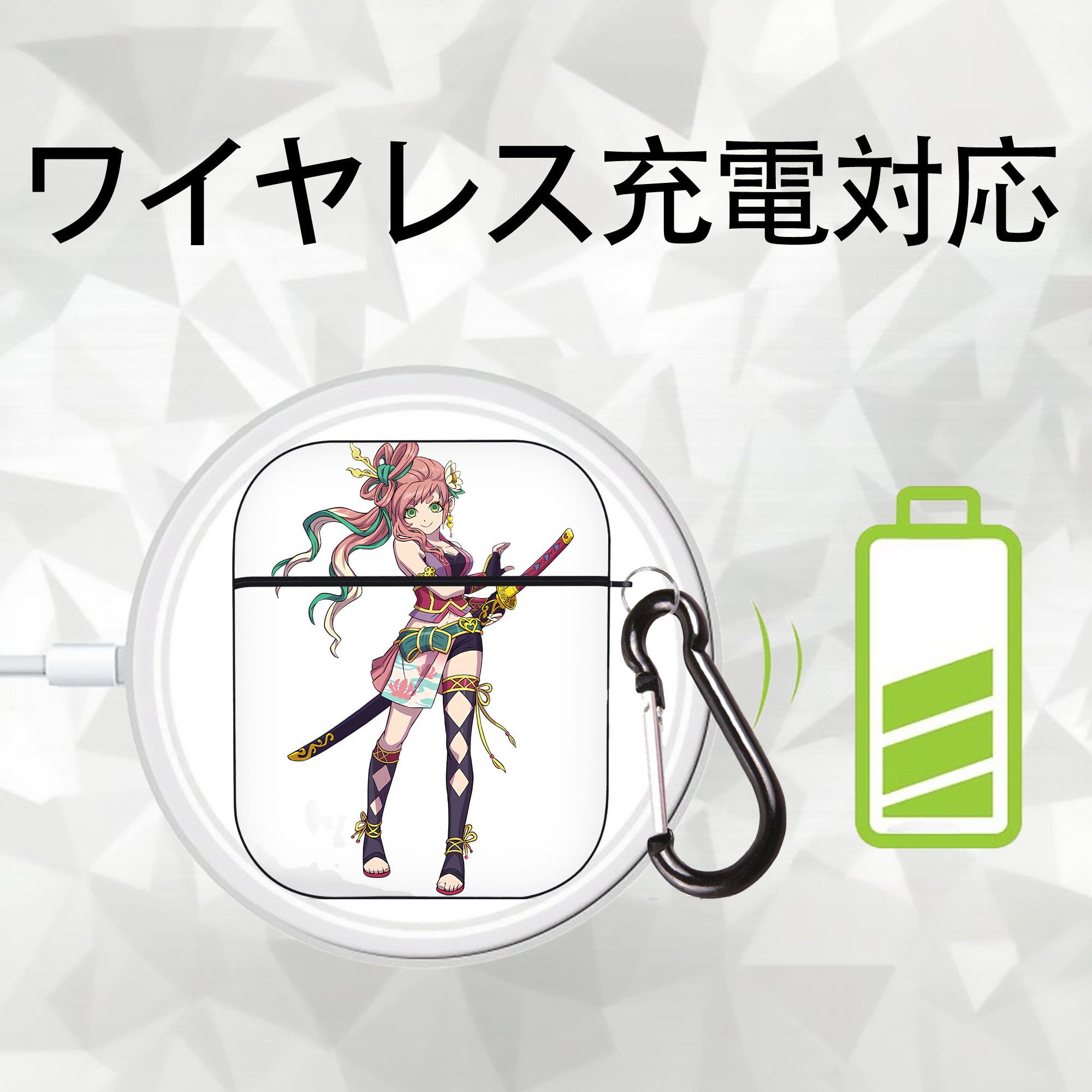 妖怪ウォッチ Yo-kai Watch AirPods 第2世代保護ケース ハードシェル ブラック 耐衝撃・防指紋・カラビナ付き