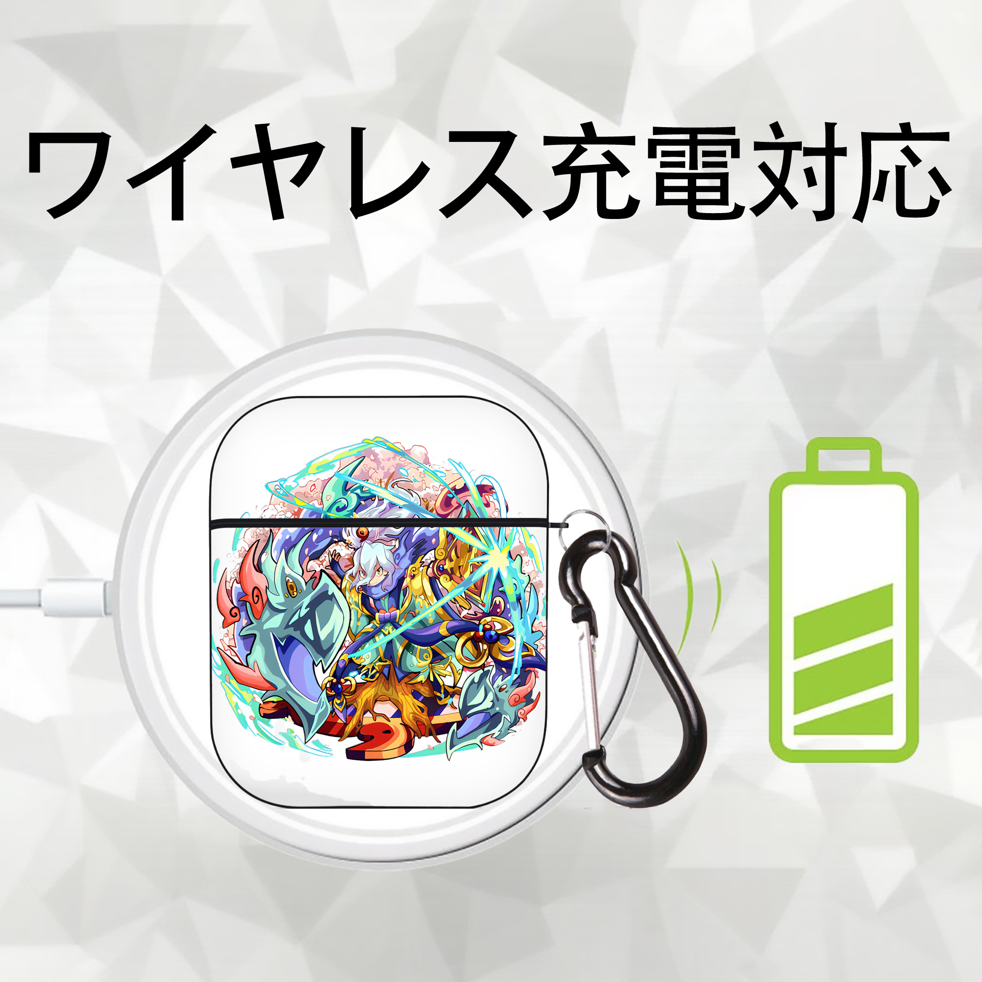妖怪ウォッチ Yo-kai Watch AirPods 第2世代保護ケース ハードシェル ブラック 耐衝撃・防指紋・カラビナ付き
