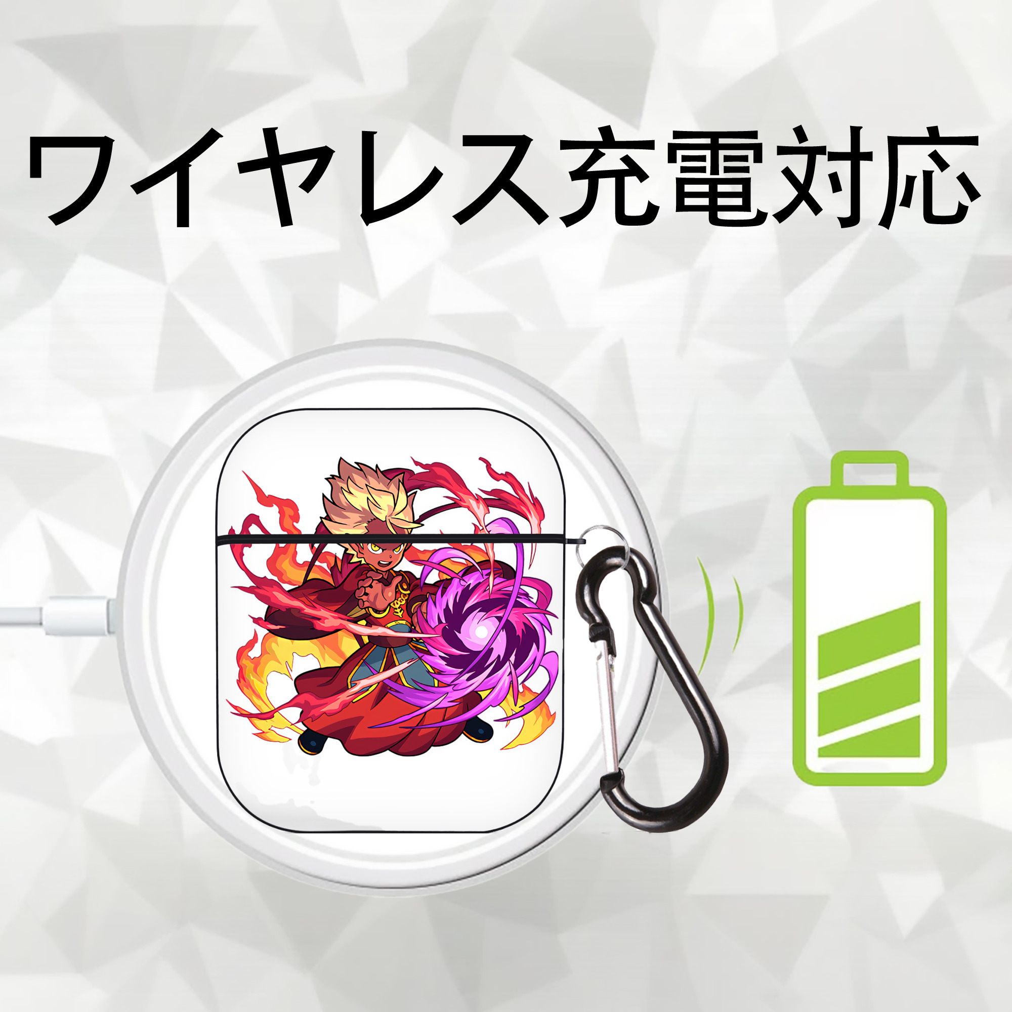 妖怪ウォッチ Yo-kai Watch AirPods 第2世代保護ケース ハードシェル ブラック 耐衝撃・防指紋・カラビナ付き