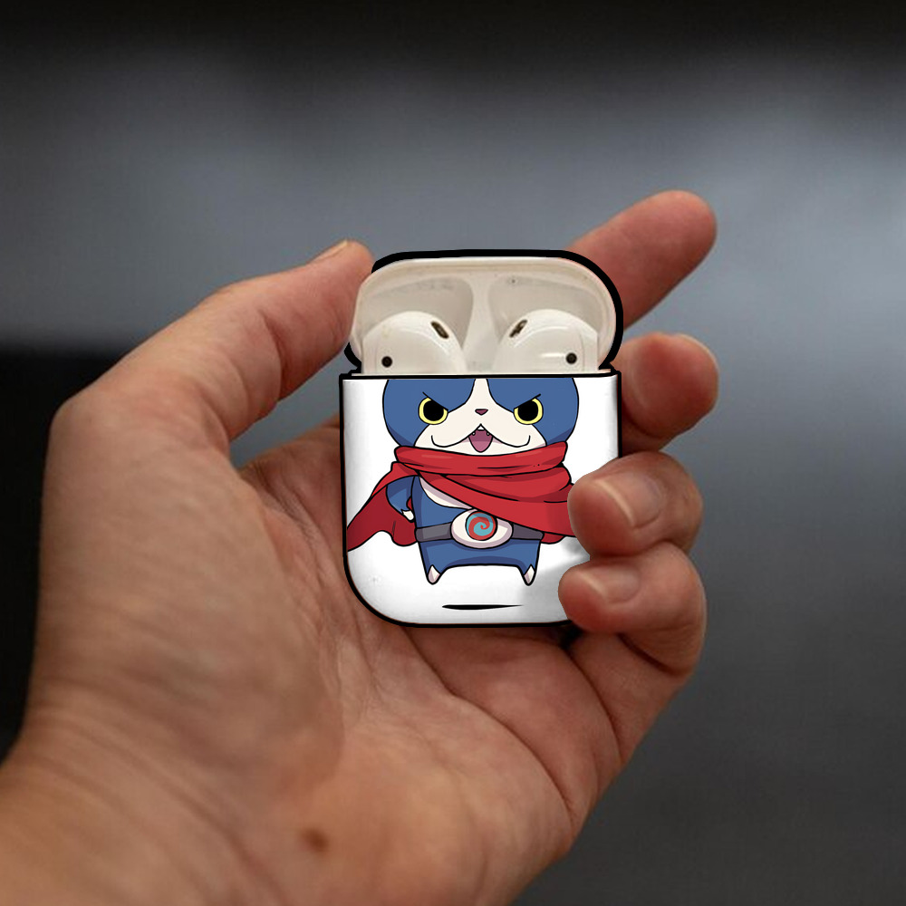 妖怪ウォッチ Yo-kai Watch AirPods 第2世代保護ケース ハードシェル ブラック 耐衝撃・防指紋・カラビナ付き