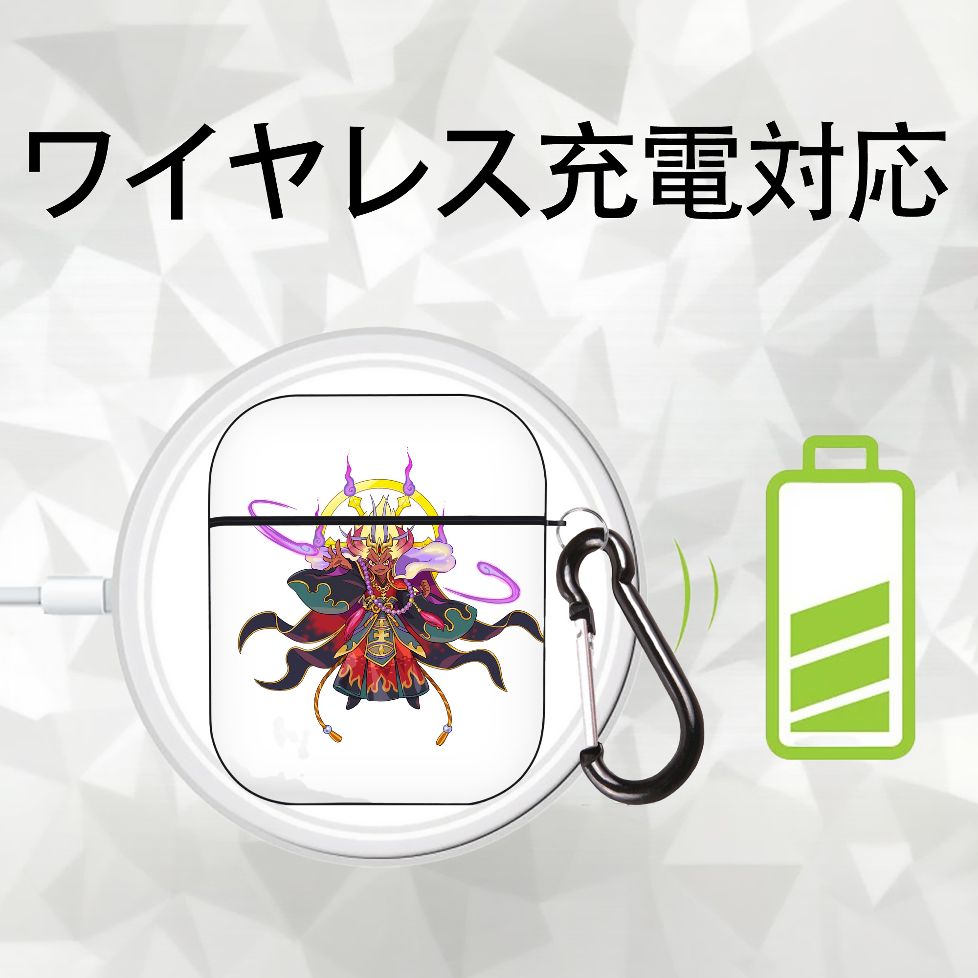 妖怪ウォッチ Yo-kai Watch AirPods 第2世代保護ケース ハードシェル ブラック 耐衝撃・防指紋・カラビナ付き