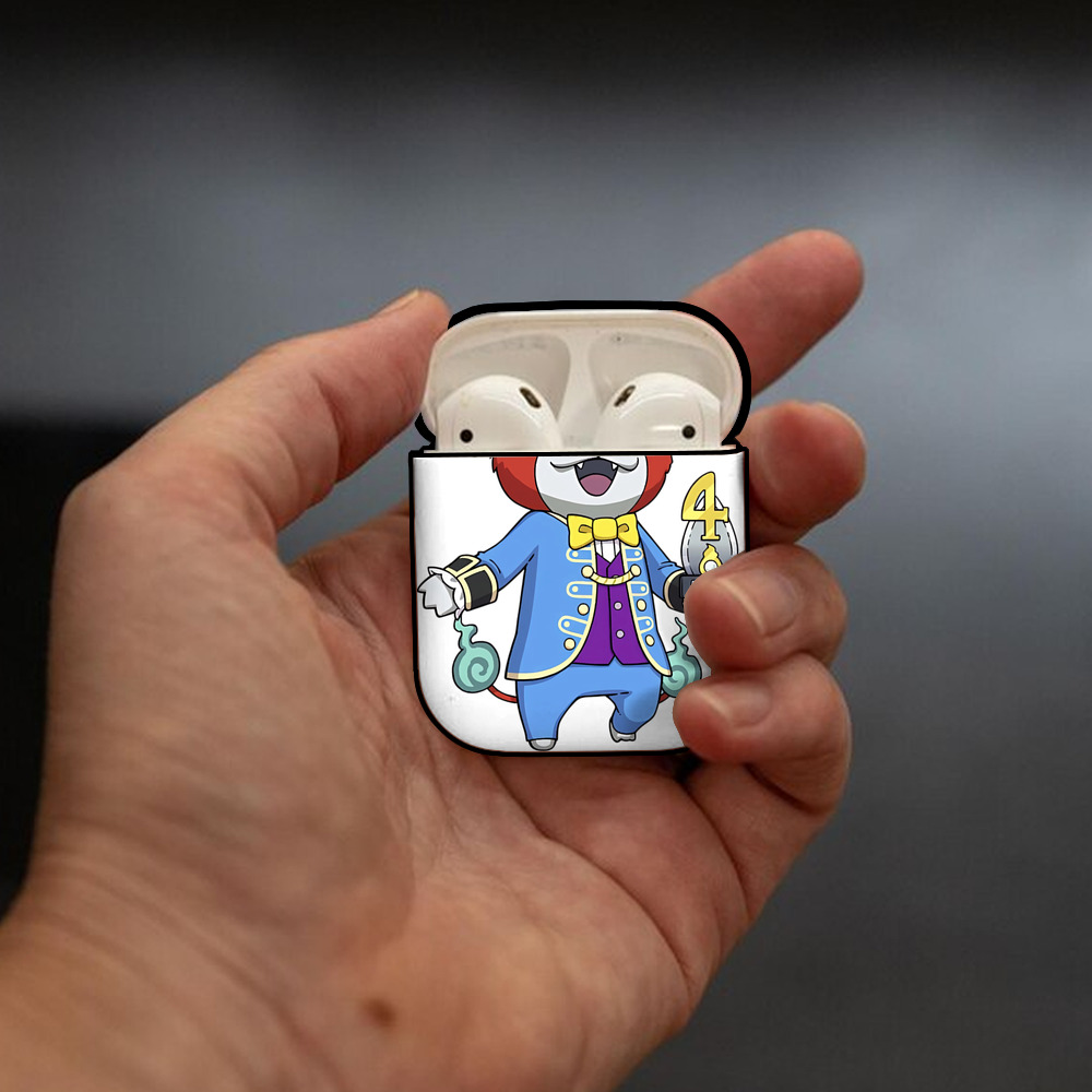 妖怪ウォッチ Yo-kai Watch AirPods 第2世代保護ケース ハードシェル ブラック 耐衝撃・防指紋・カラビナ付き
