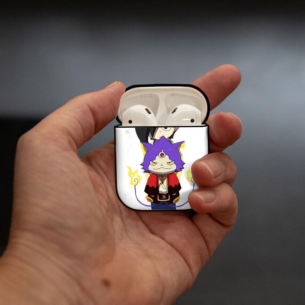 妖怪ウォッチ Yo-kai Watch AirPods 第2世代保護ケース ハードシェル ブラック 耐衝撃・防指紋・カラビナ付き