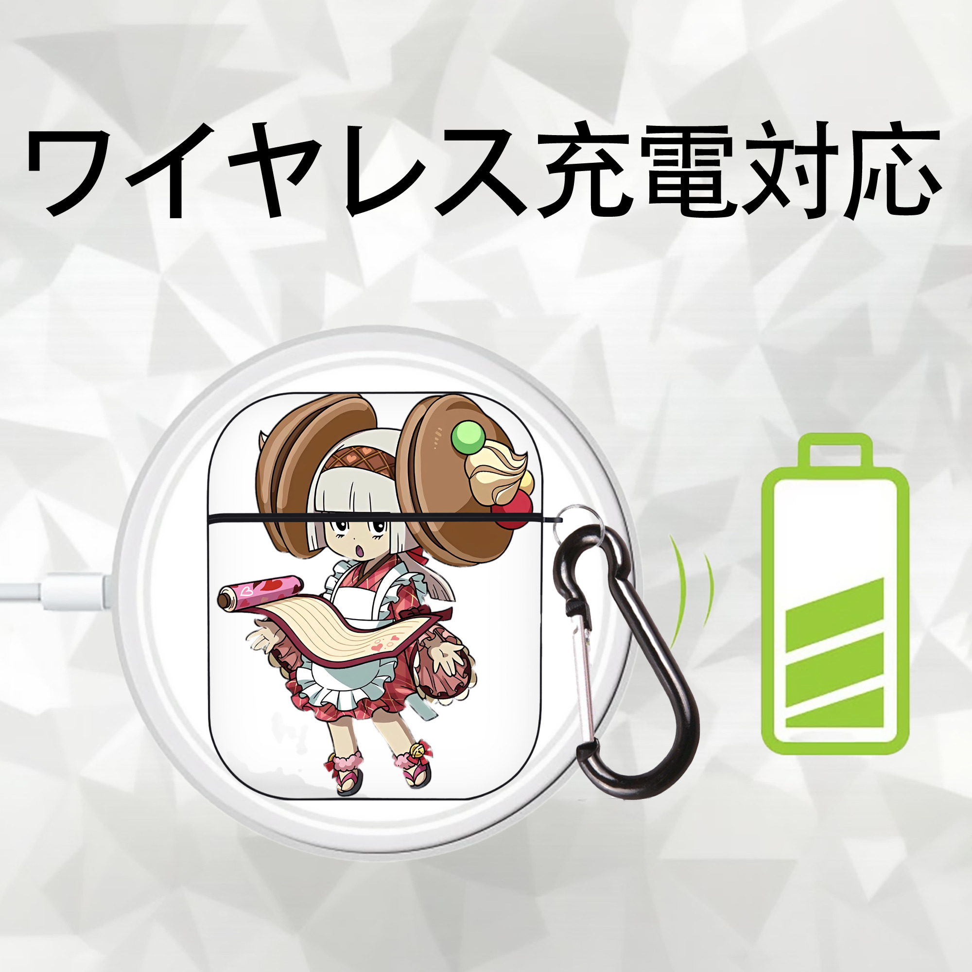 妖怪ウォッチ Yo-kai Watch AirPods 第2世代保護ケース ハードシェル ブラック 耐衝撃・防指紋・カラビナ付き