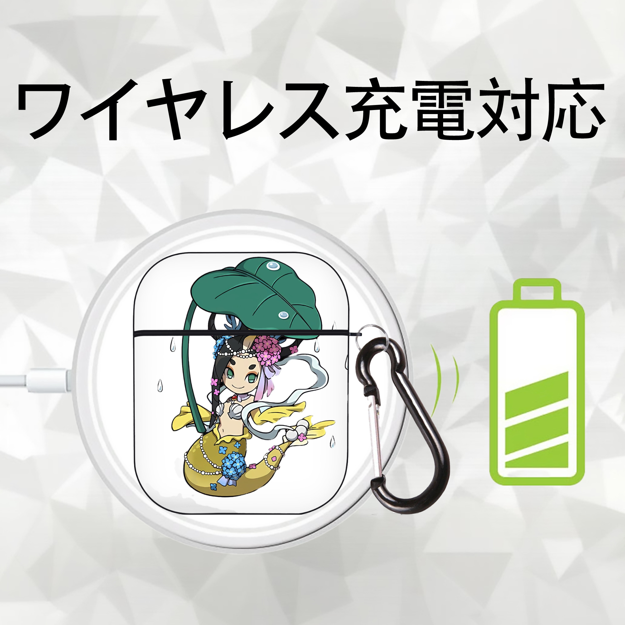 妖怪ウォッチ Yo-kai Watch AirPods 第2世代保護ケース ハードシェル ブラック 耐衝撃・防指紋・カラビナ付き