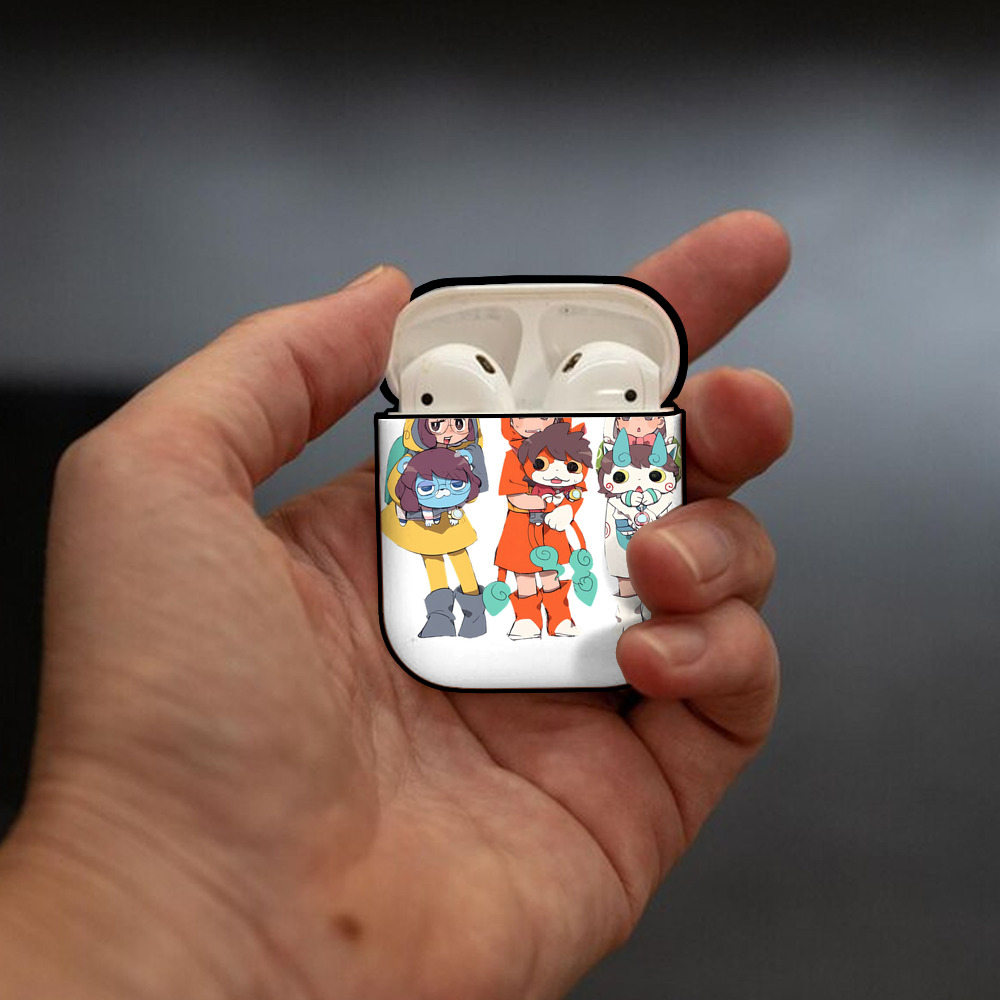妖怪ウォッチ Yo-kai Watch AirPods 第2世代保護ケース ハードシェル ブラック 耐衝撃・防指紋・カラビナ付き