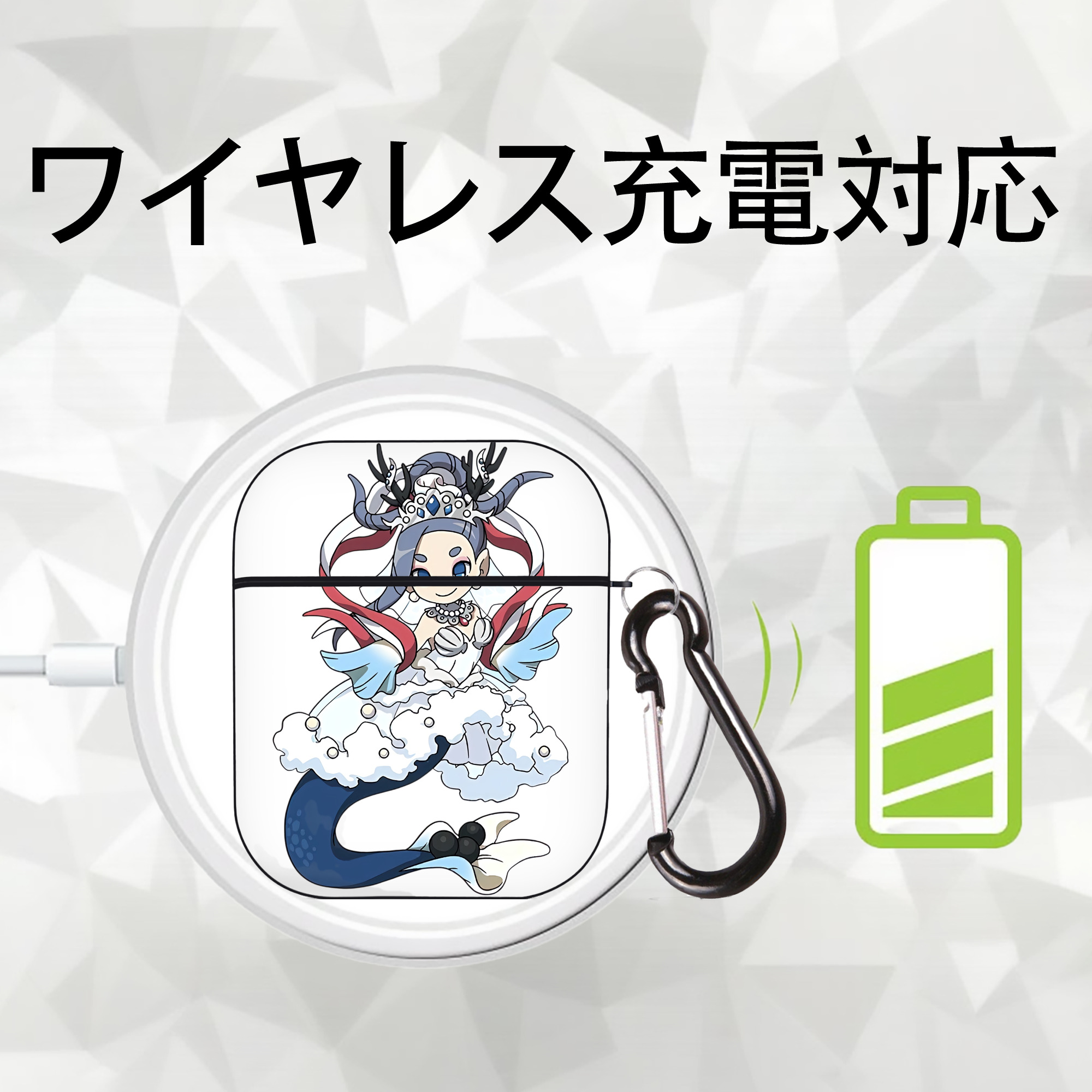 妖怪ウォッチ Yo-kai Watch AirPods 第2世代保護ケース ハードシェル ブラック 耐衝撃・防指紋・カラビナ付き