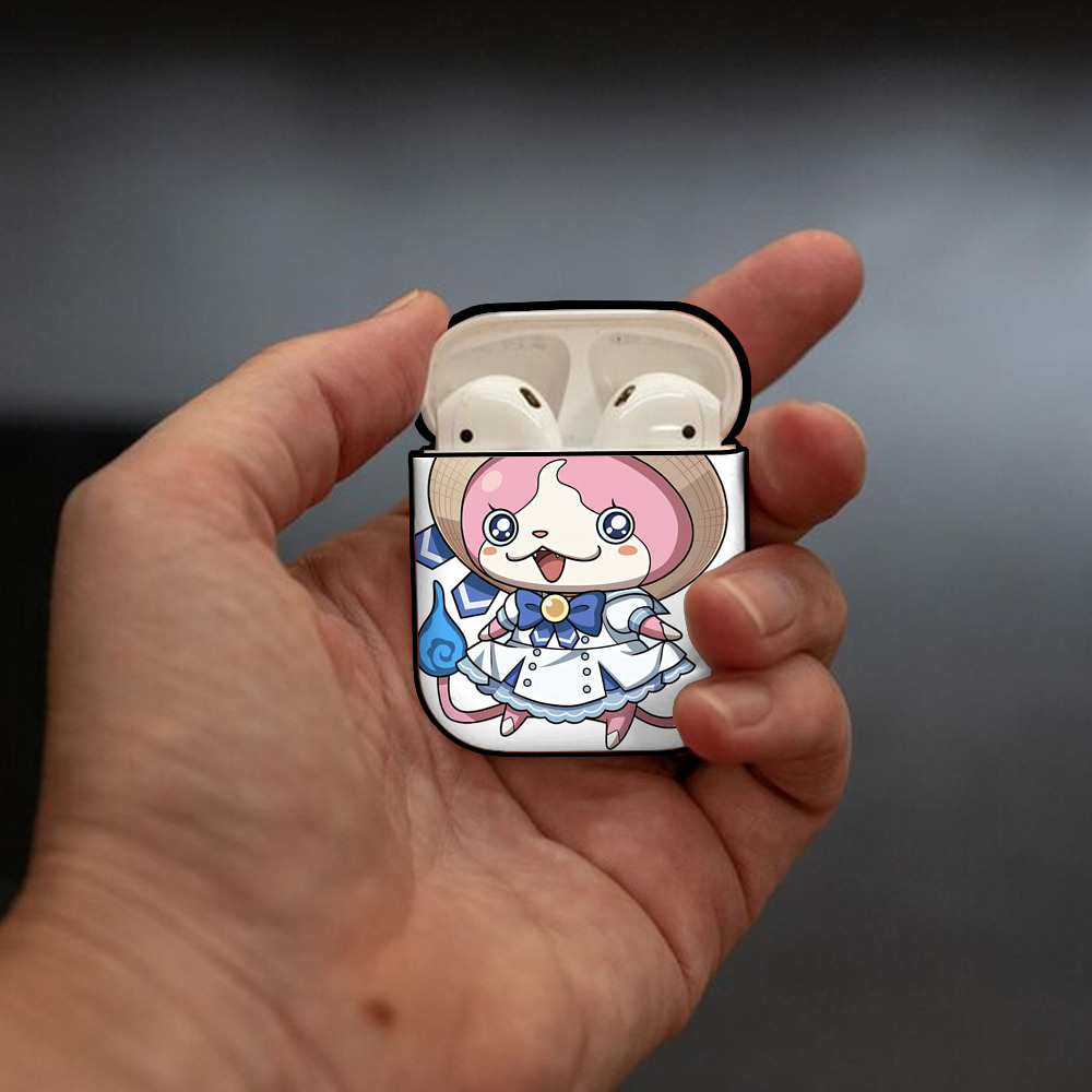 妖怪ウォッチ Yo-kai Watch AirPods 第2世代保護ケース ハードシェル ブラック 耐衝撃・防指紋・カラビナ付き