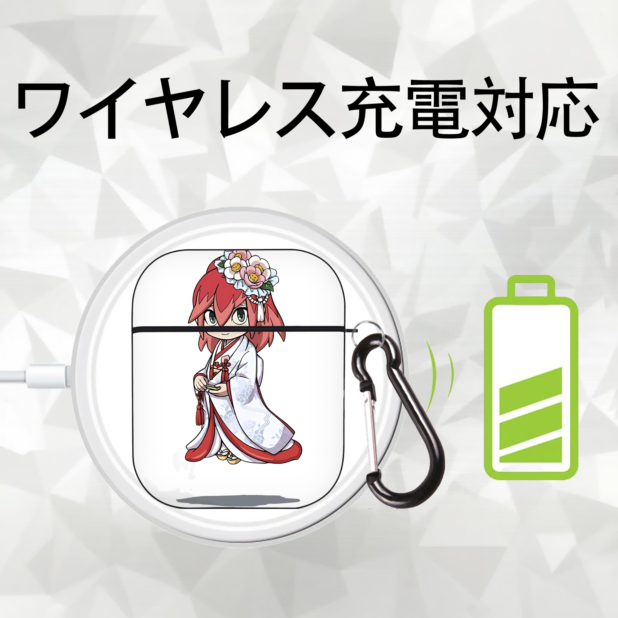 妖怪ウォッチ Yo-kai Watch AirPods 第2世代保護ケース ハードシェル ブラック 耐衝撃・防指紋・カラビナ付き