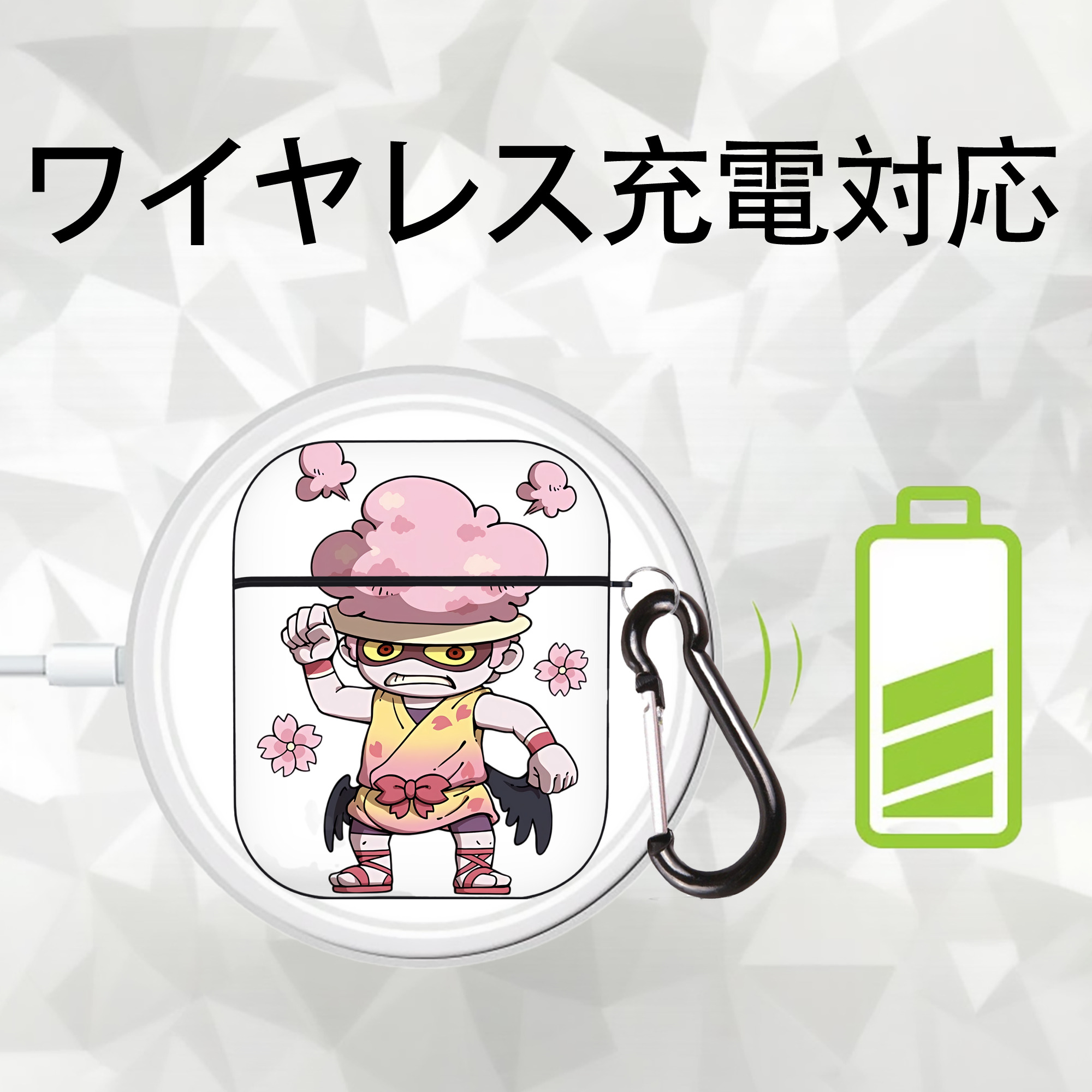 妖怪ウォッチ Yo-kai Watch AirPods 第2世代保護ケース ハードシェル ブラック 耐衝撃・防指紋・カラビナ付き