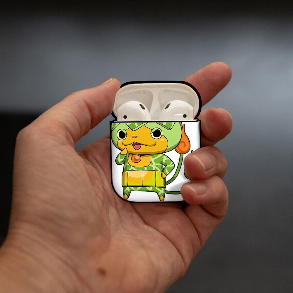 妖怪ウォッチ Yo-kai Watch AirPods 第2世代保護ケース ハードシェル ブラック 耐衝撃・防指紋・カラビナ付き