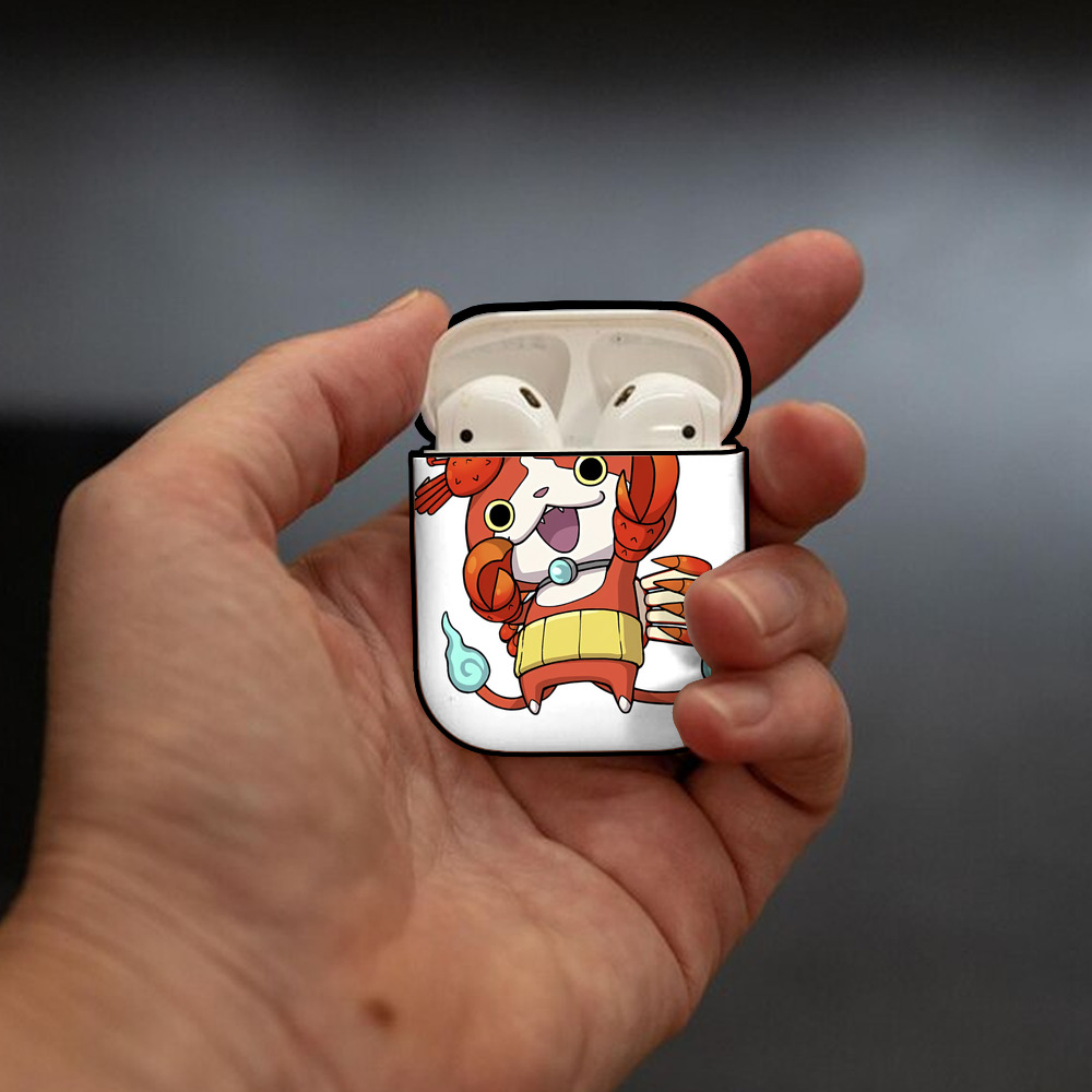 妖怪ウォッチ Yo-kai Watch AirPods 第2世代保護ケース ハードシェル ブラック 耐衝撃・防指紋・カラビナ付き