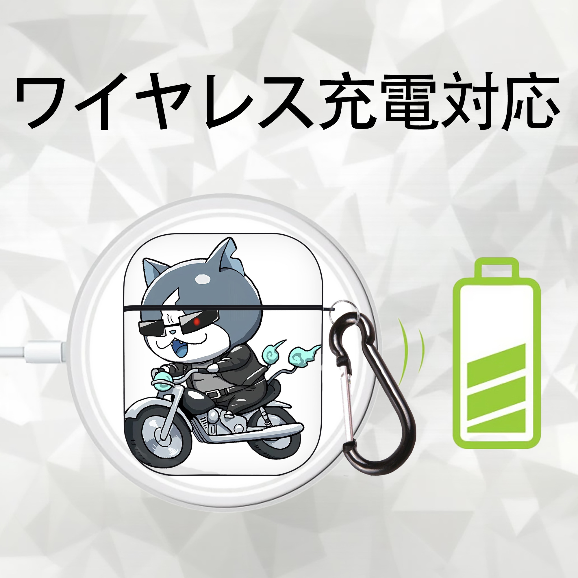 妖怪ウォッチ Yo-kai Watch AirPods 第2世代保護ケース ハードシェル ブラック 耐衝撃・防指紋・カラビナ付き