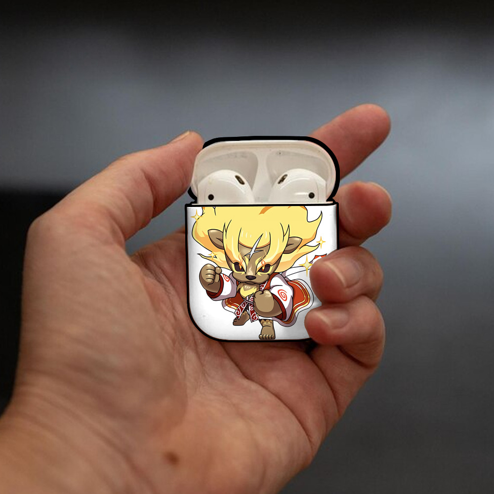 妖怪ウォッチ Yo-kai Watch AirPods 第2世代保護ケース ハードシェル ブラック 耐衝撃・防指紋・カラビナ付き