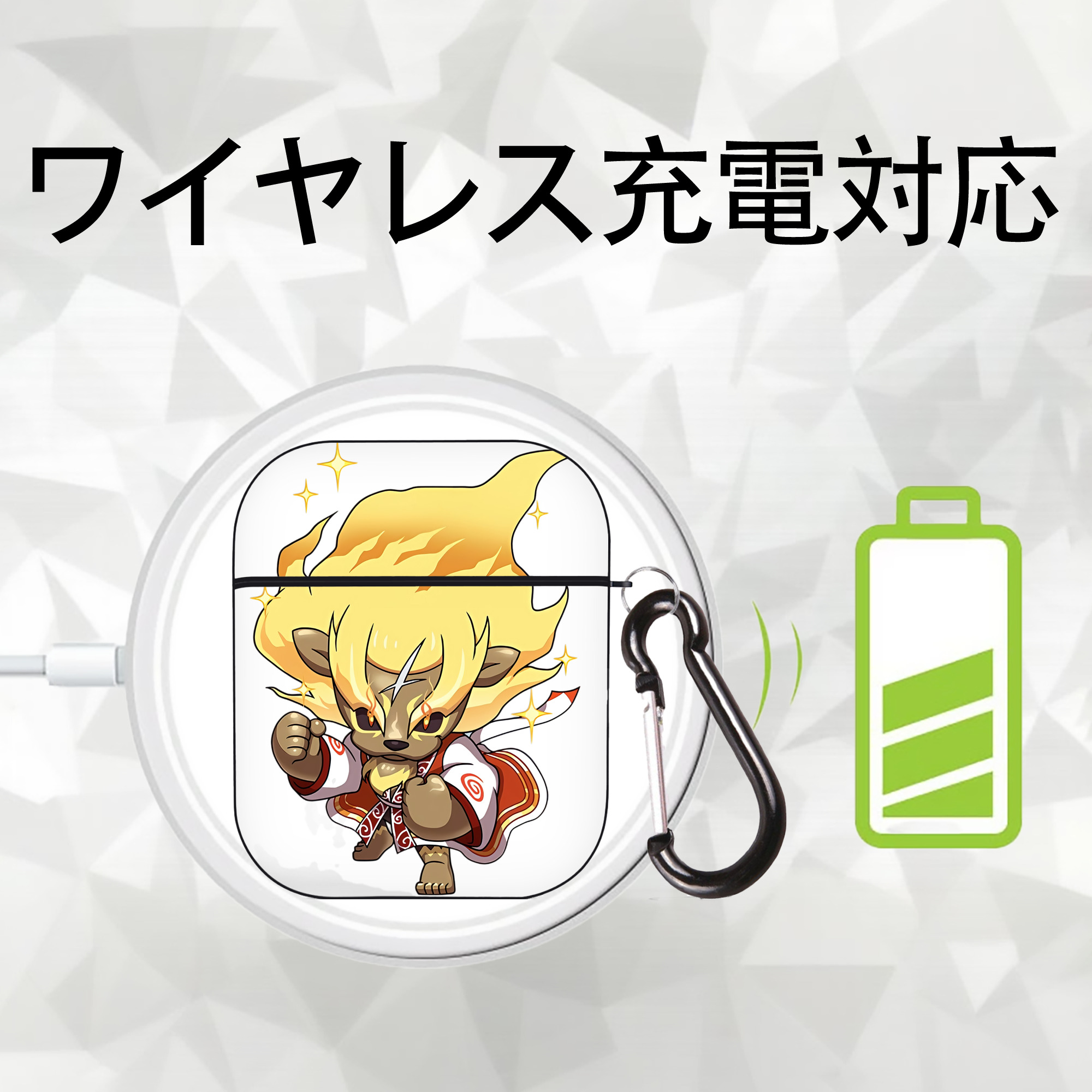 妖怪ウォッチ Yo-kai Watch AirPods 第2世代保護ケース ハードシェル ブラック 耐衝撃・防指紋・カラビナ付き